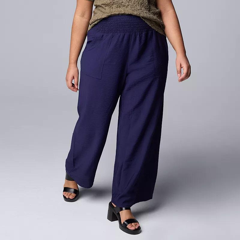 Plus Size Simply Vera Vera Wang Wide Leg Travel Pants, Women's, Size: 1XL, Maritime Blue Product Image