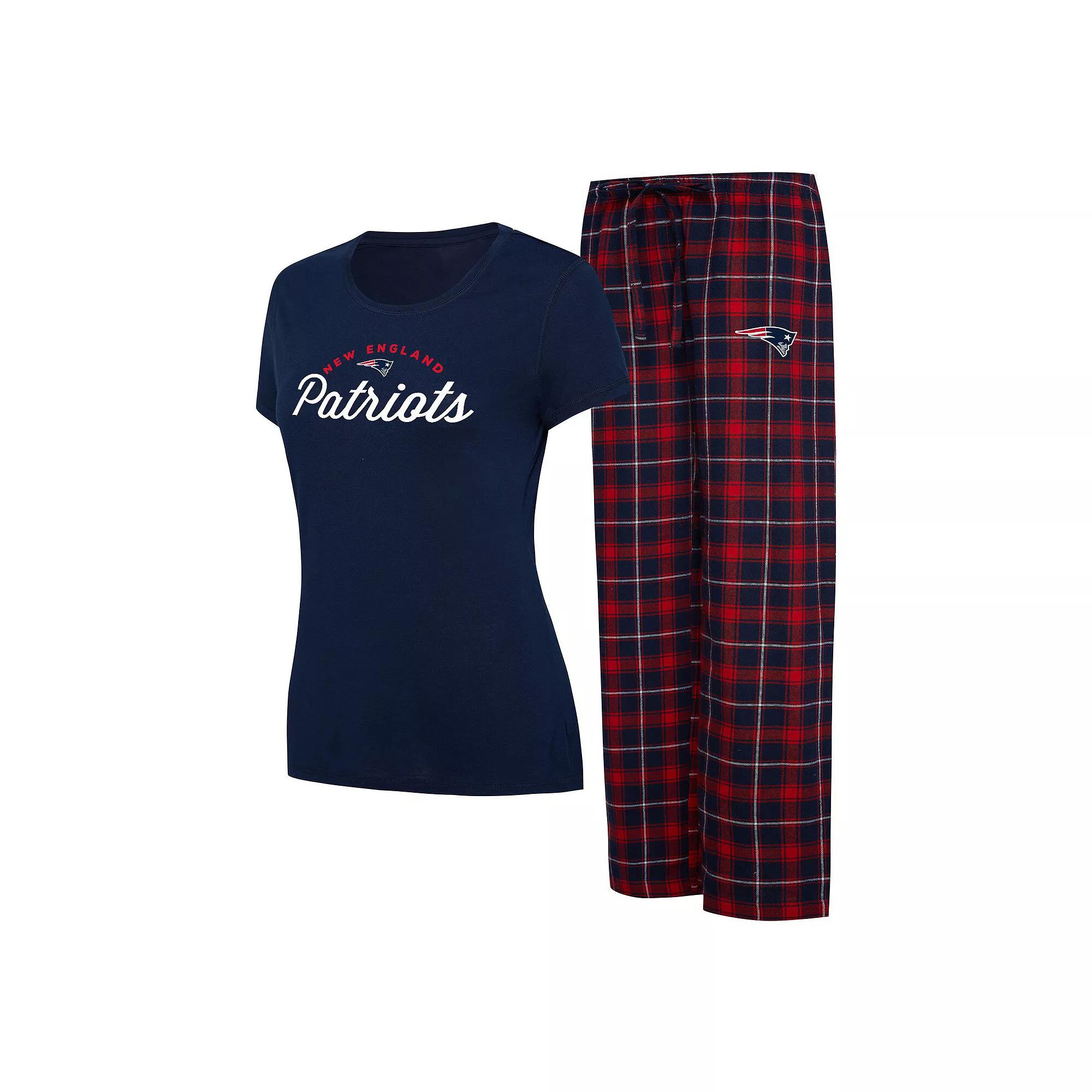 Women's Concepts Sport Navy/Red New England Patriots Arctic T-Shirt & Flannel Pants Sleep Set, Size: XL, Blue Product Image