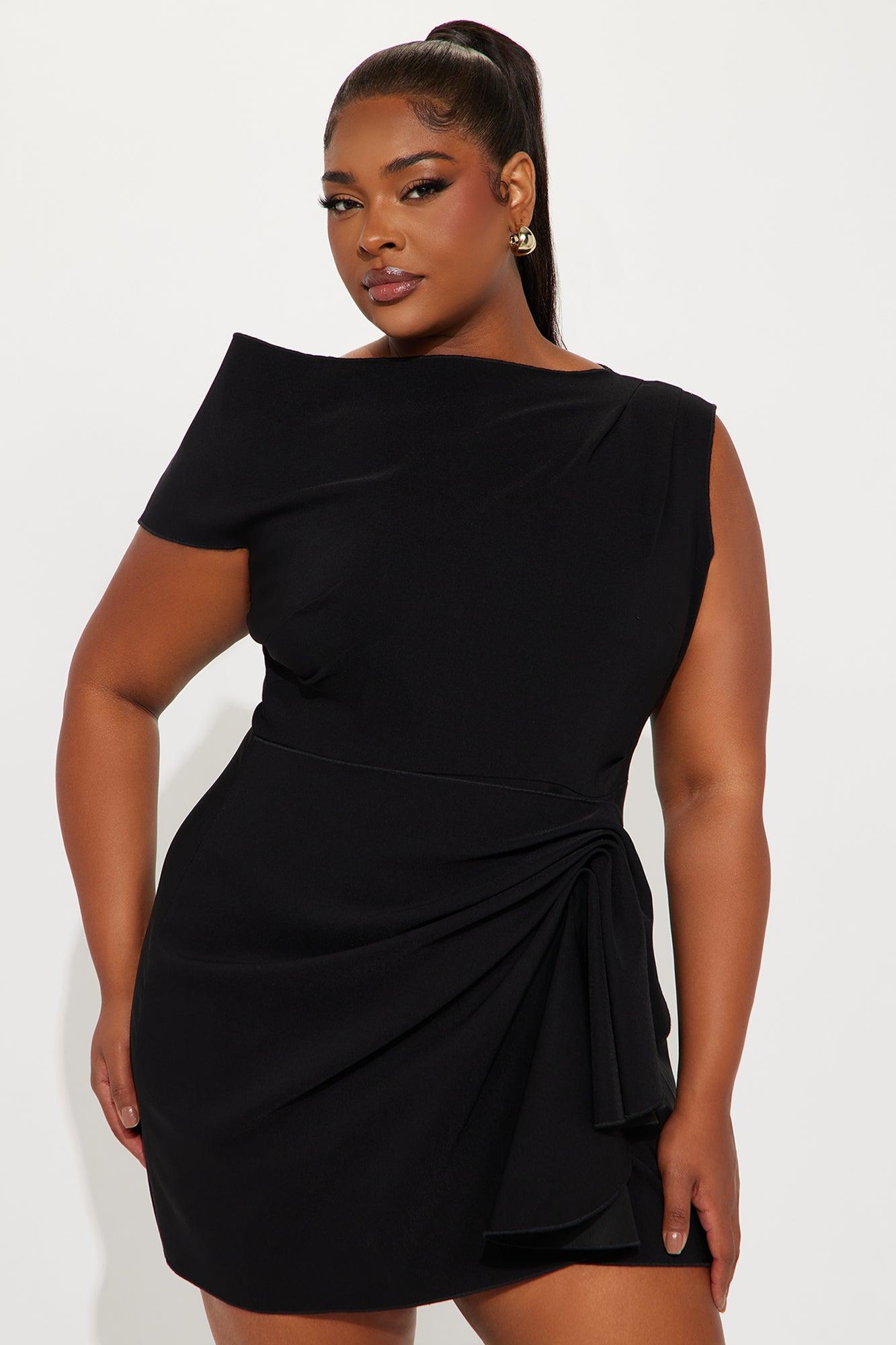 Feel The Vibe Ruched Mini Dress - Black Product Image