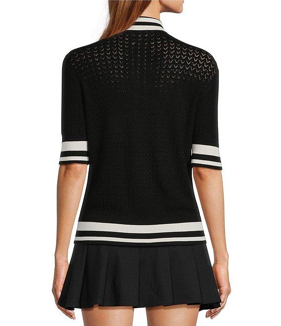 Antonio Melani Active Pointelle Short Sleeve Polo Shirt Product Image