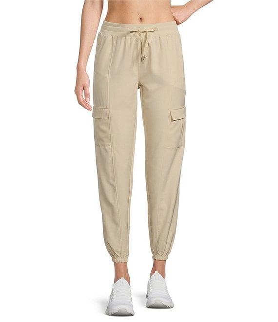 Kinesis Woven Elastic Cinched Cuff Ribbed Waistband Flap Pocket Ankle Joggers Product Image
