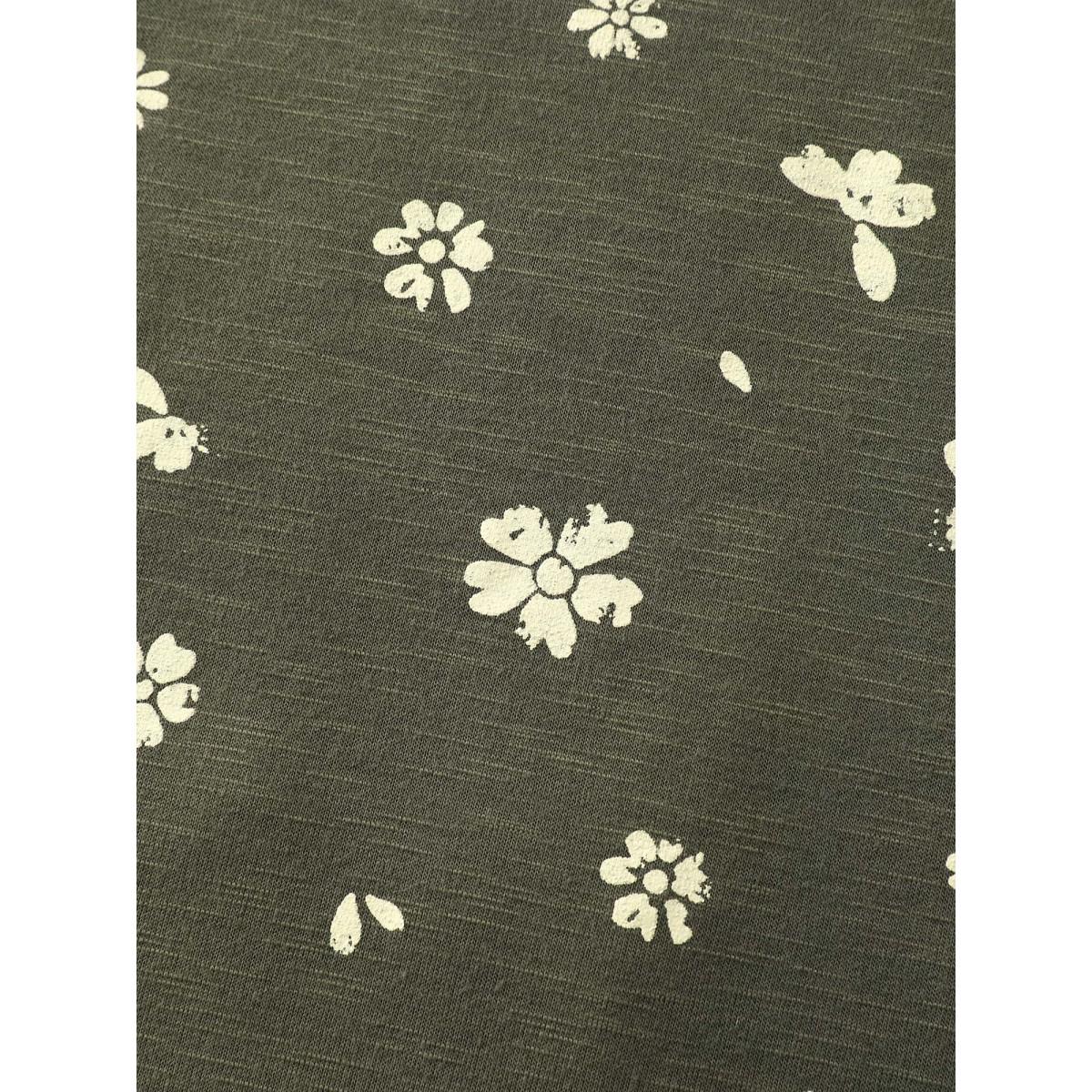 Plus Size Floral Stretchy Textured Printed Sweatshirt Women ArmyGreen Leisure Round Neck Casual Sweatshirts BloomChic 12/L Product Image