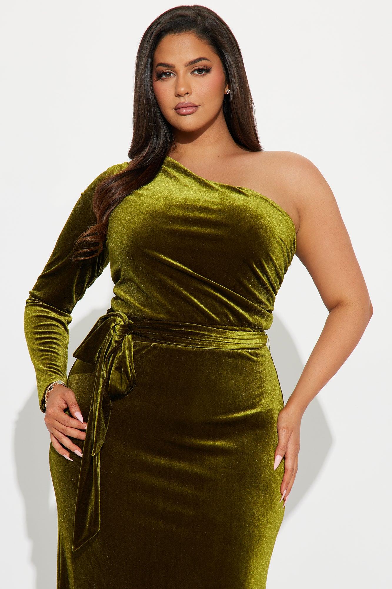 Take A Bow Velvet Gown - Chartreuse Product Image