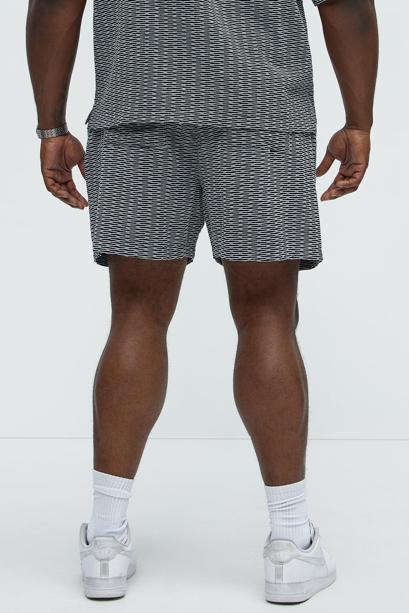 Textured Chenille Pattern Shorts - Black/White Product Image
