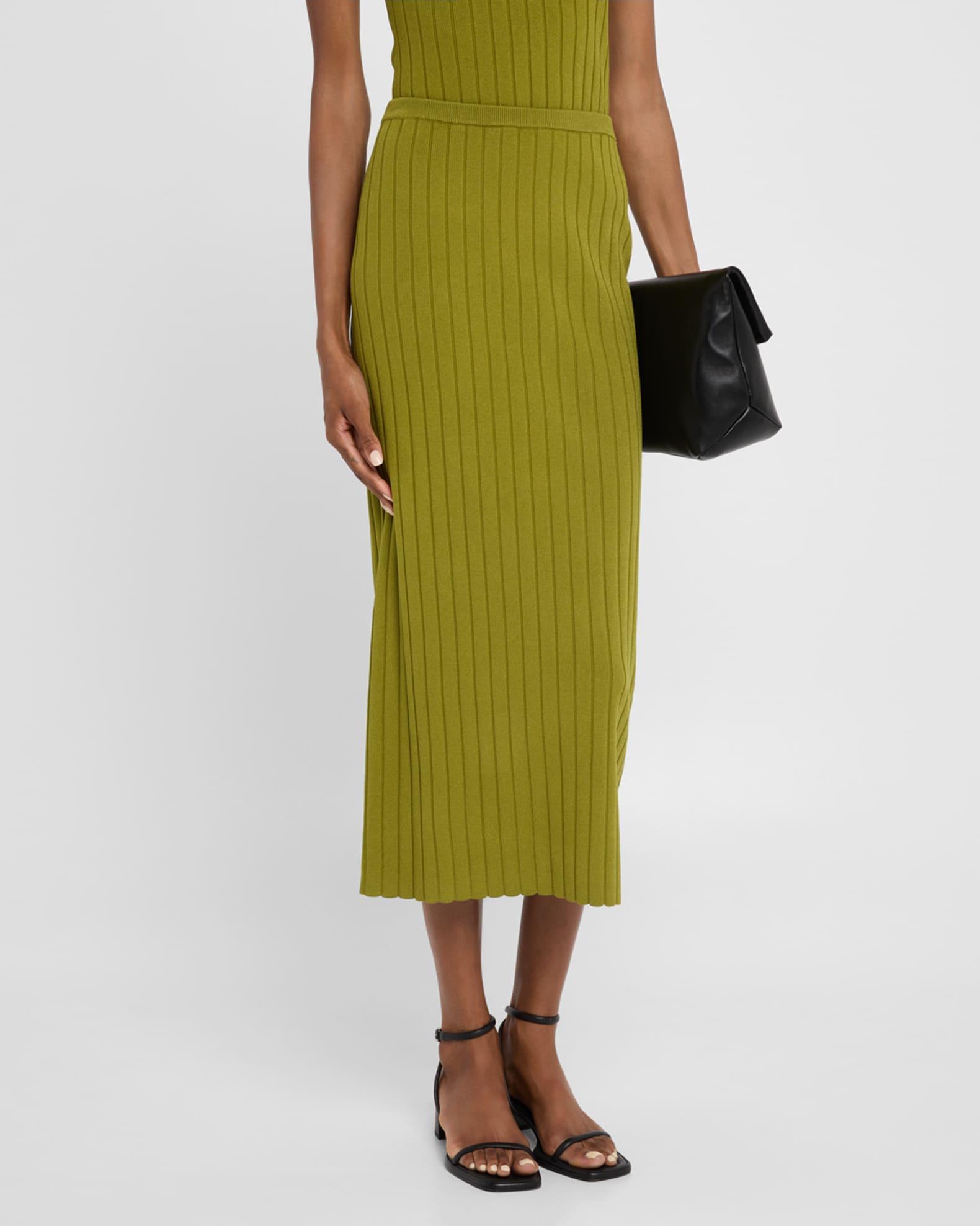 Wide Rib Knit Midi Skirt Product Image