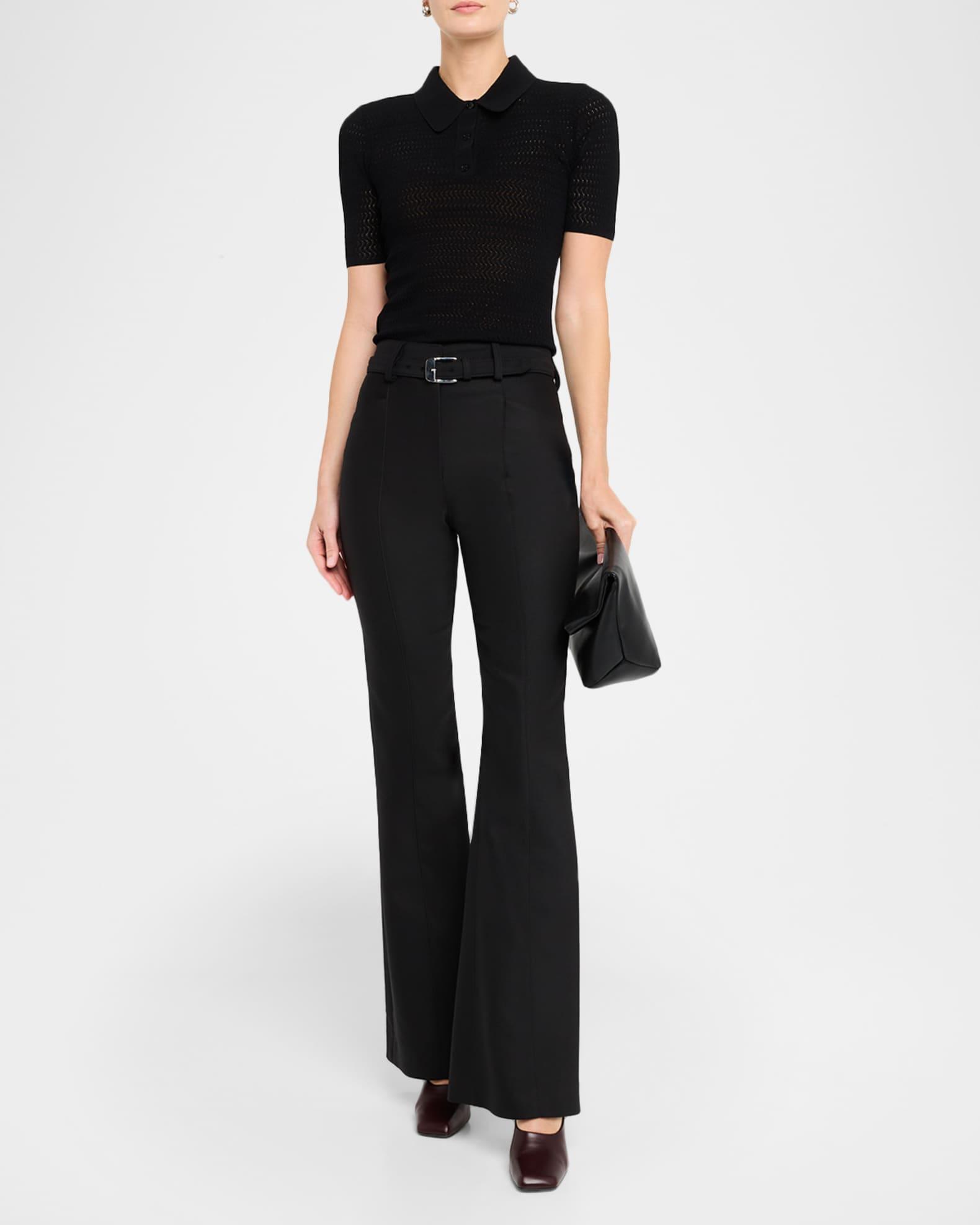 Pointelle Chevron Knit Polo Top Product Image