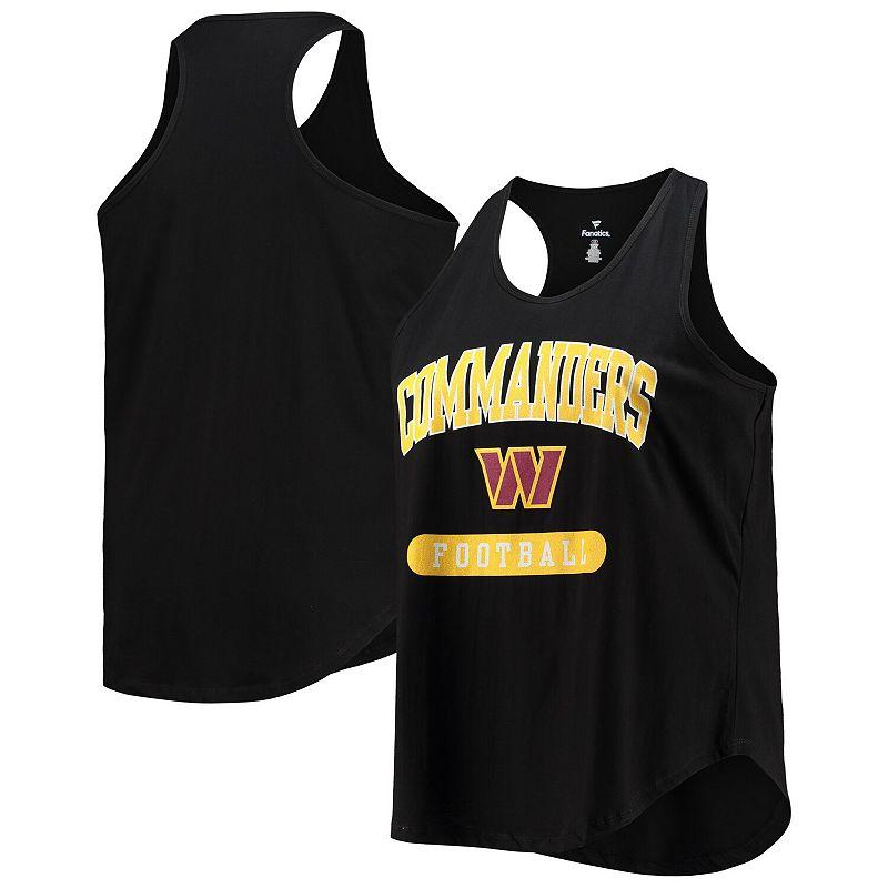 Women's Black Washington Commanders Plus Size Team Racerback Tank Top, Size: 1XL, Wft Black Product Image