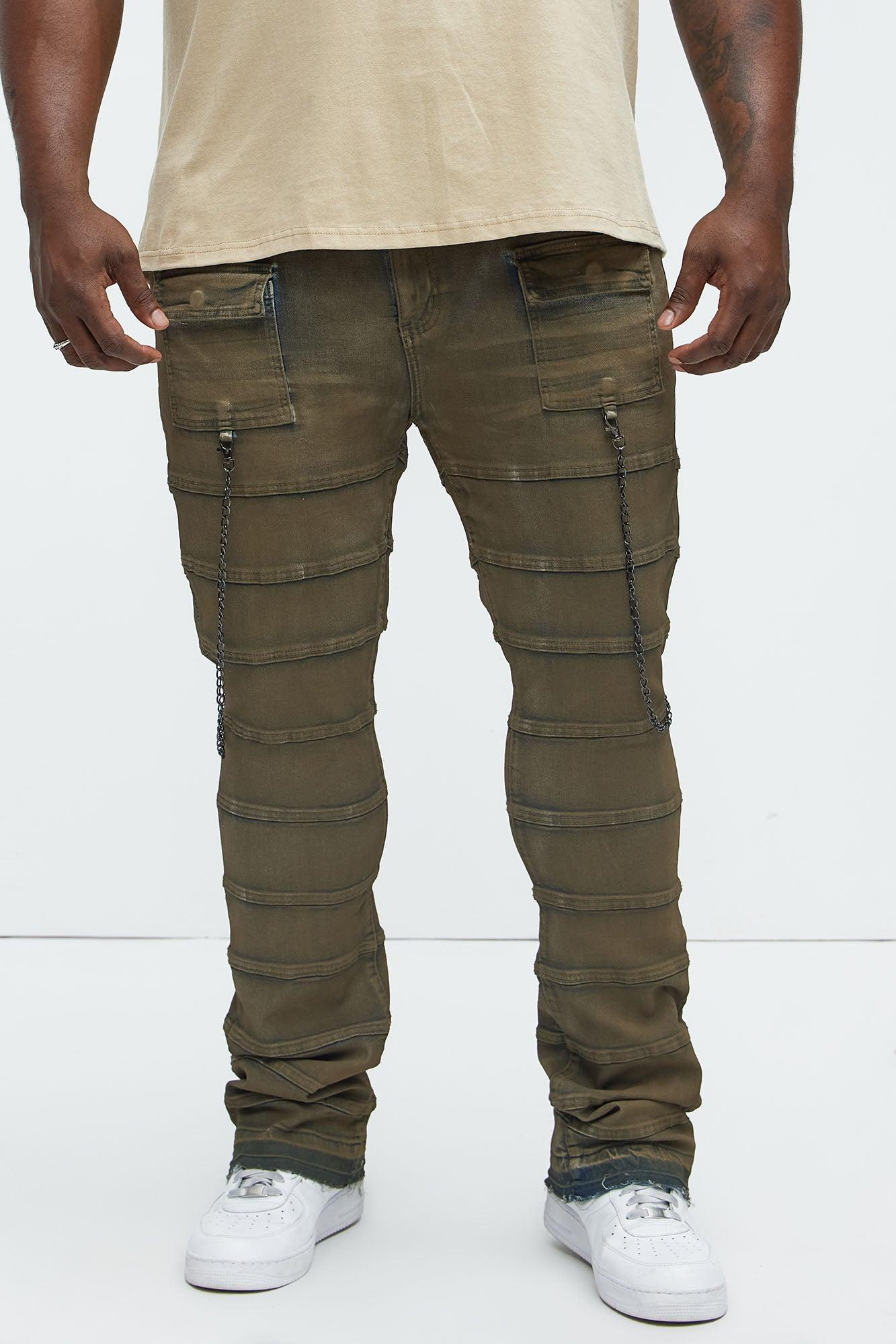 Stacked Slim Flare Paneled Chain Jeans - Vintage Wash Product Image