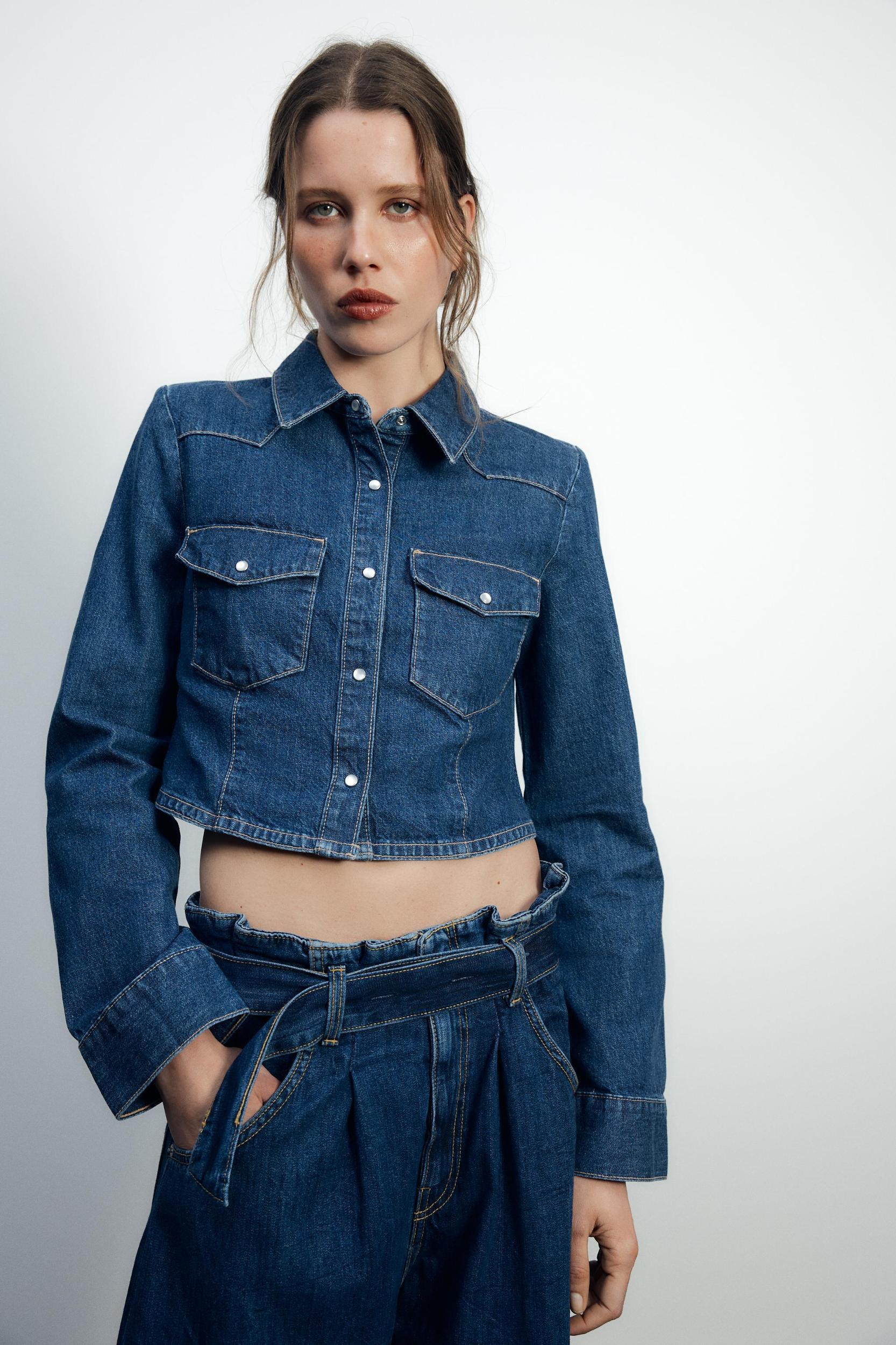 TRF CROP DENIM SHIRT Product Image