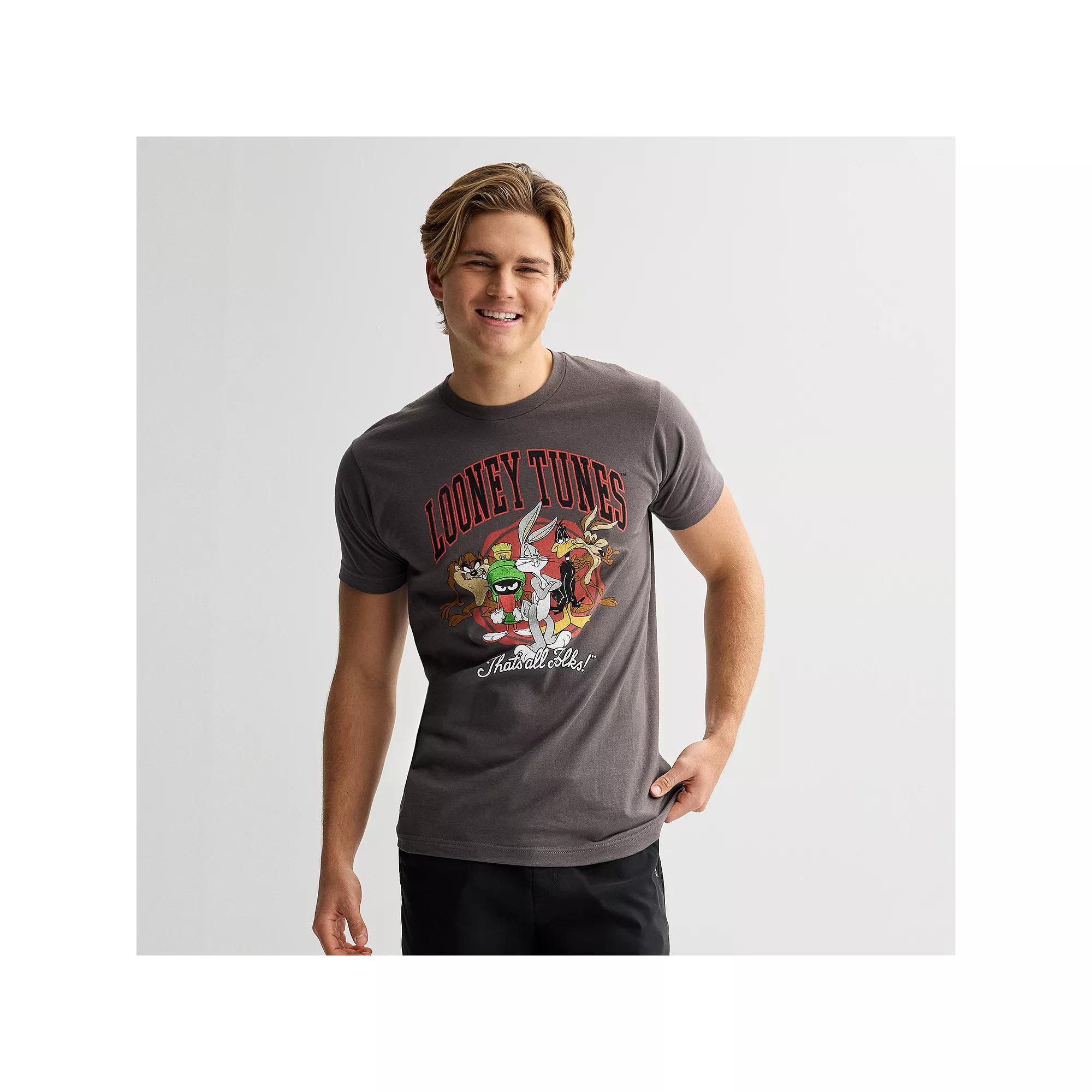 Men's Looney Tunes Ground Collegiate Graphic Tee, Size: XXL, Grey Product Image