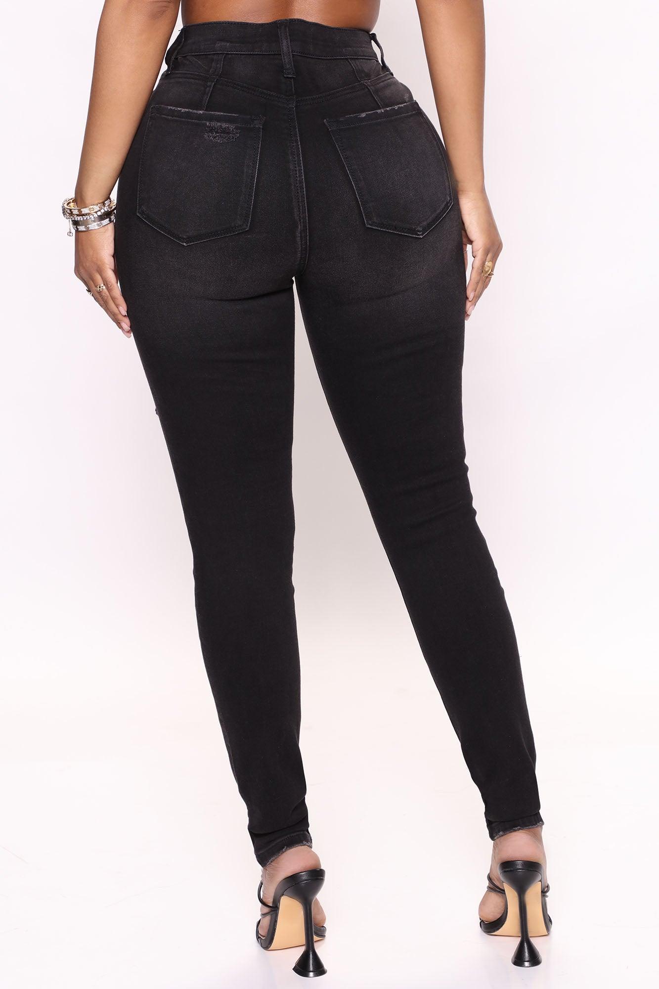 Classic Curvy Ripped Skinny Jeans - Black Wash Product Image