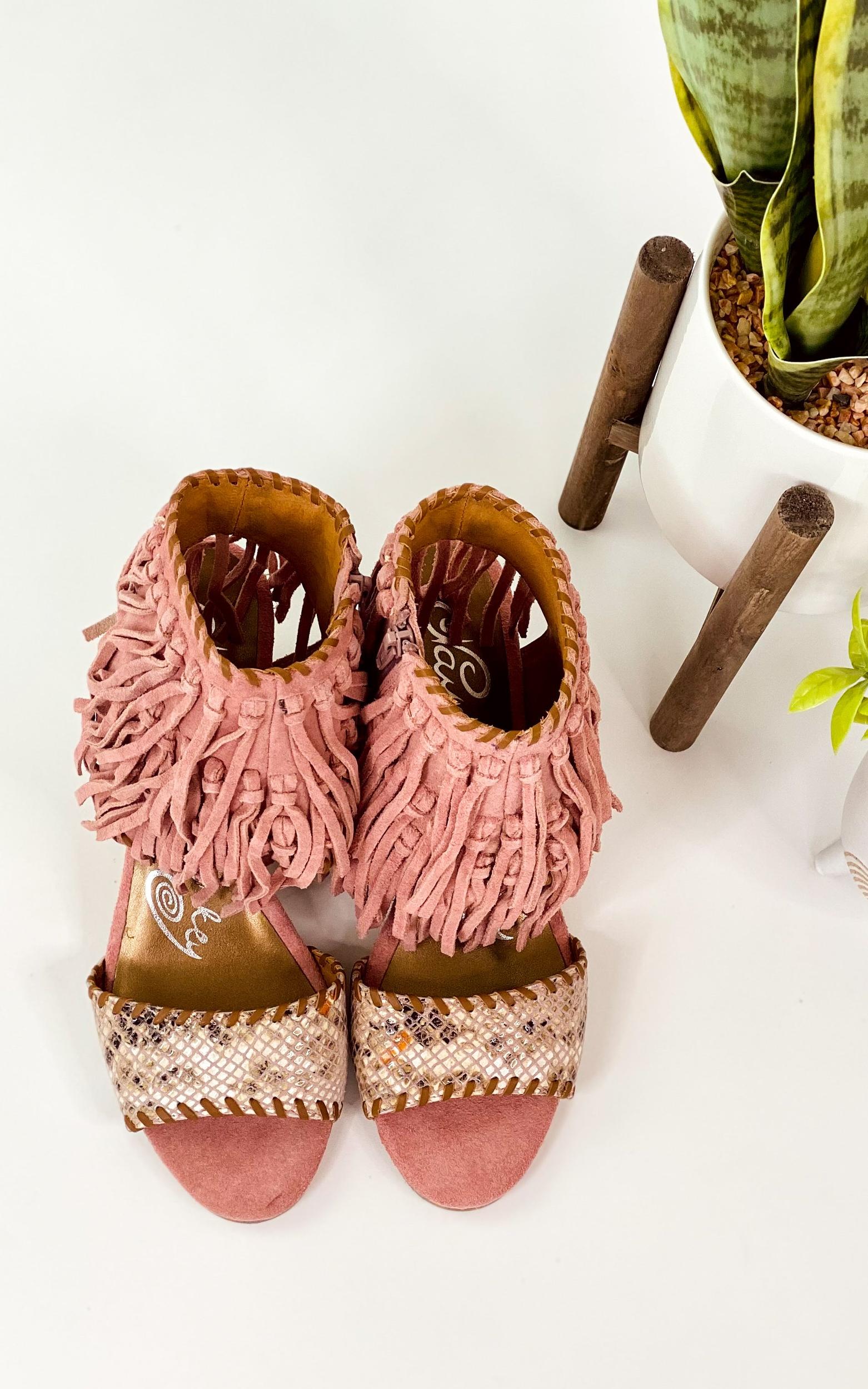 True Fringe Wedge in Blush Product Image