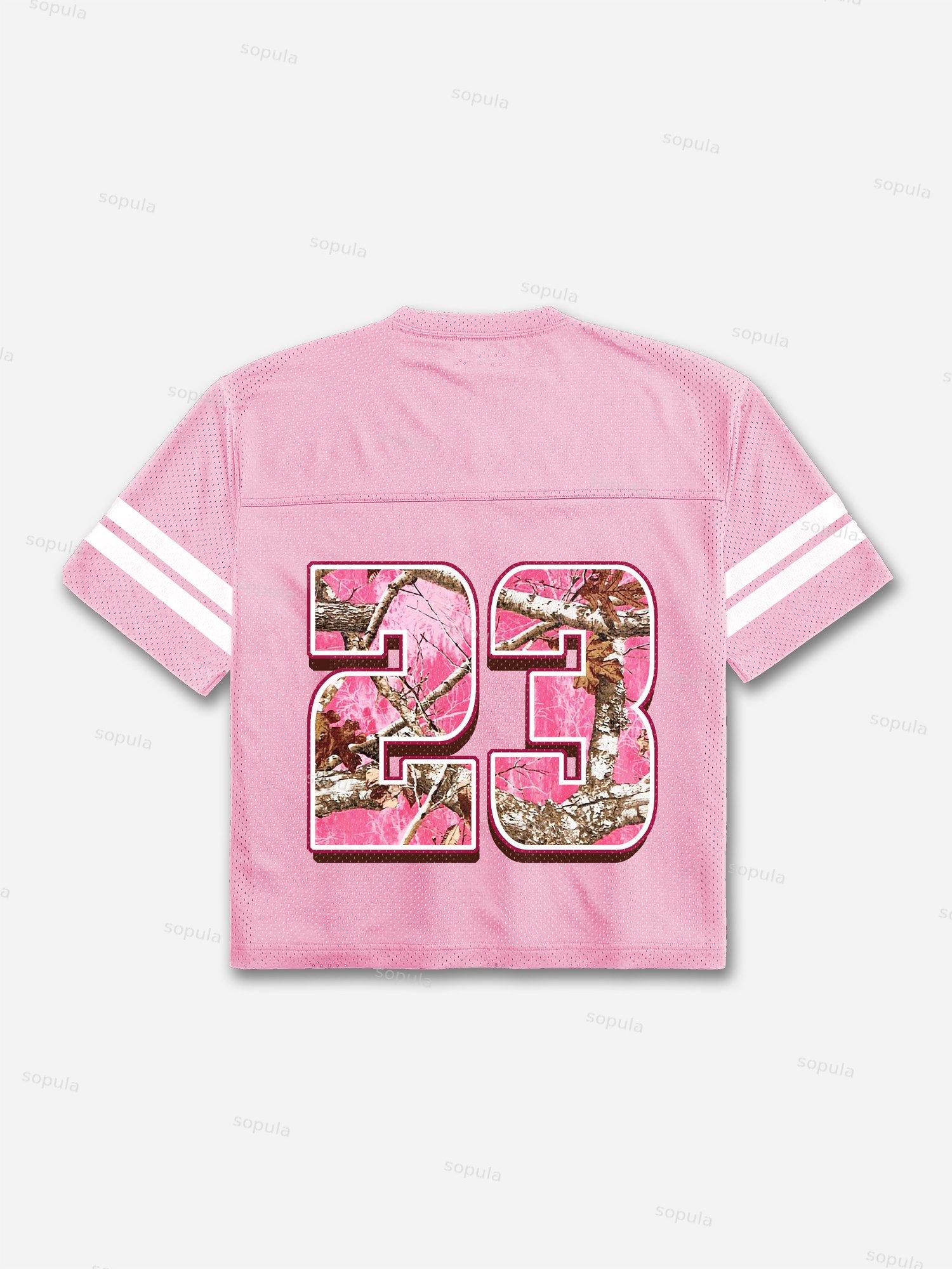 No.23 Pink Camouflage Print Blokecore Mesh Football Jersey T-shirt Product Image