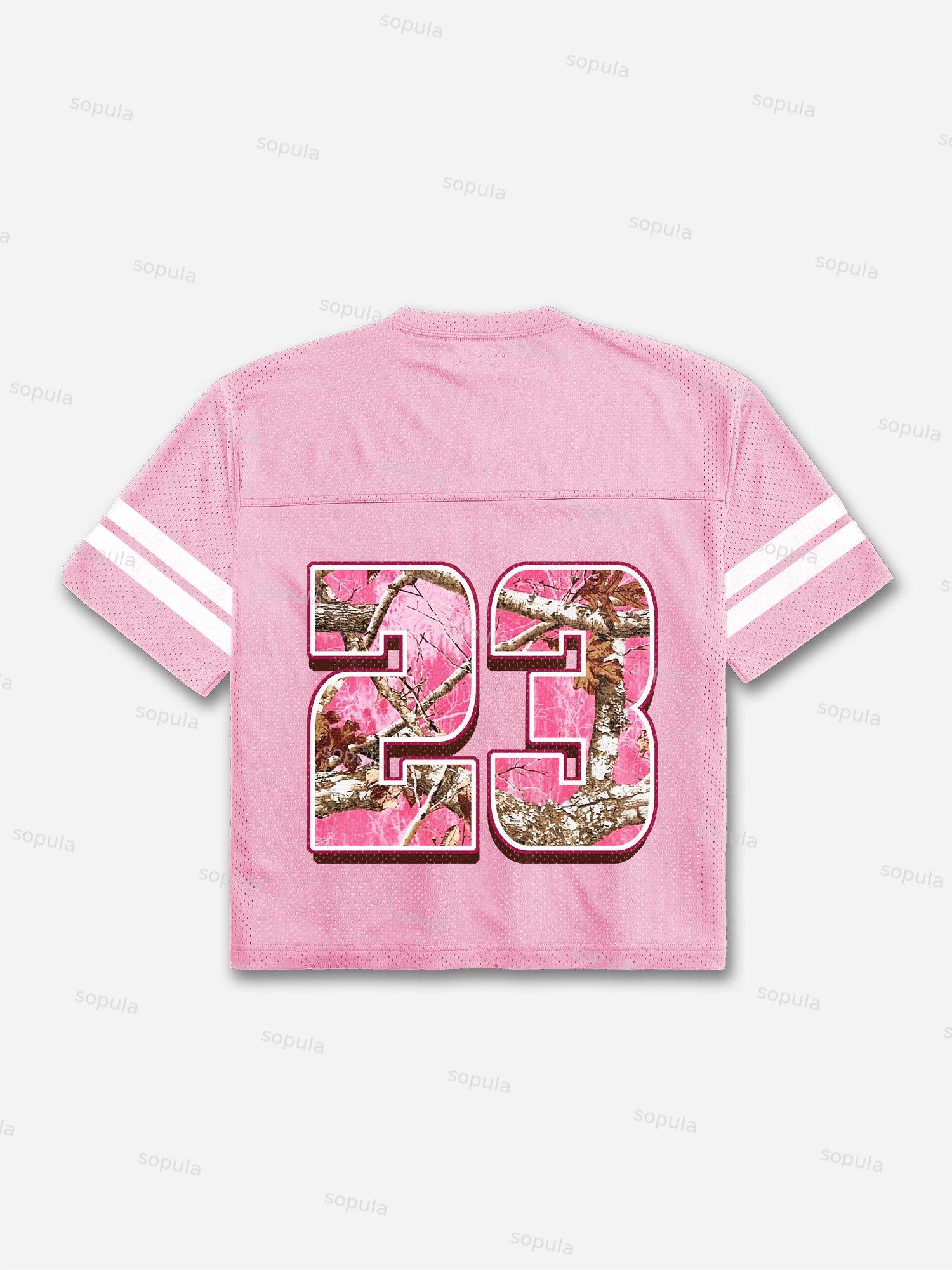 No.23 Pink Camouflage Print Blokecore Mesh Football Jersey T-shirt Product Image