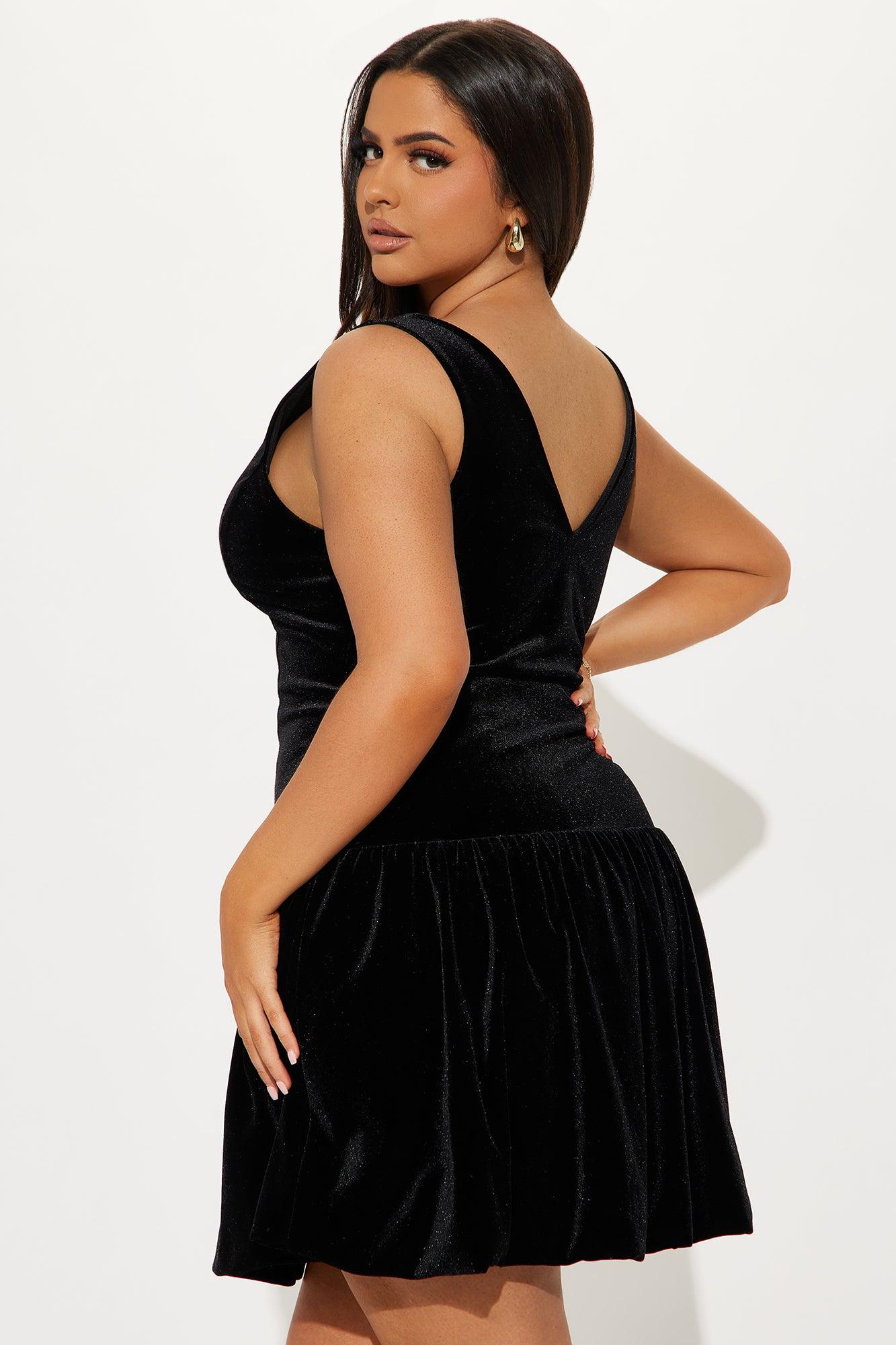 Juliette Velvet Bubble Mini Dress - Black Product Image