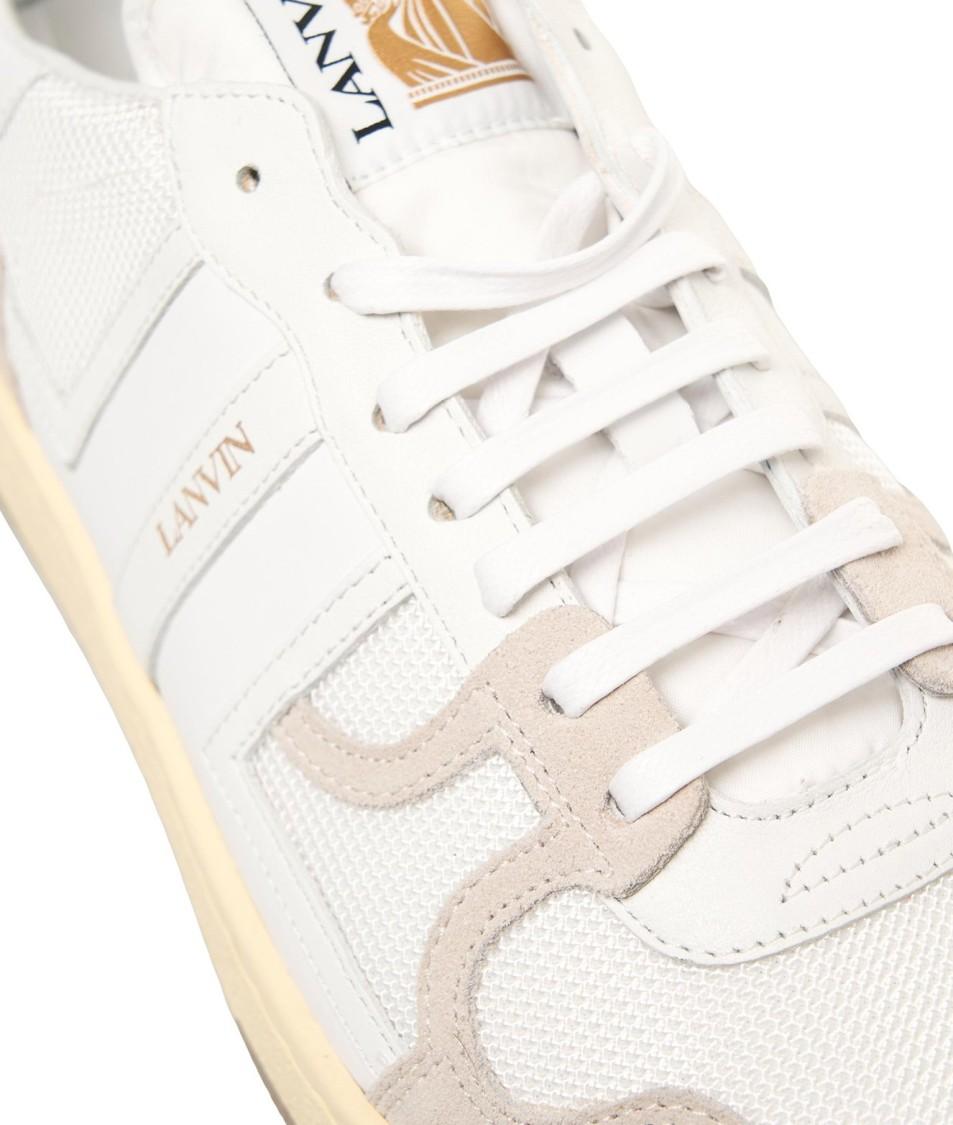 LANVIN Mesh And Leather Clay Sneakers With In White Product Image