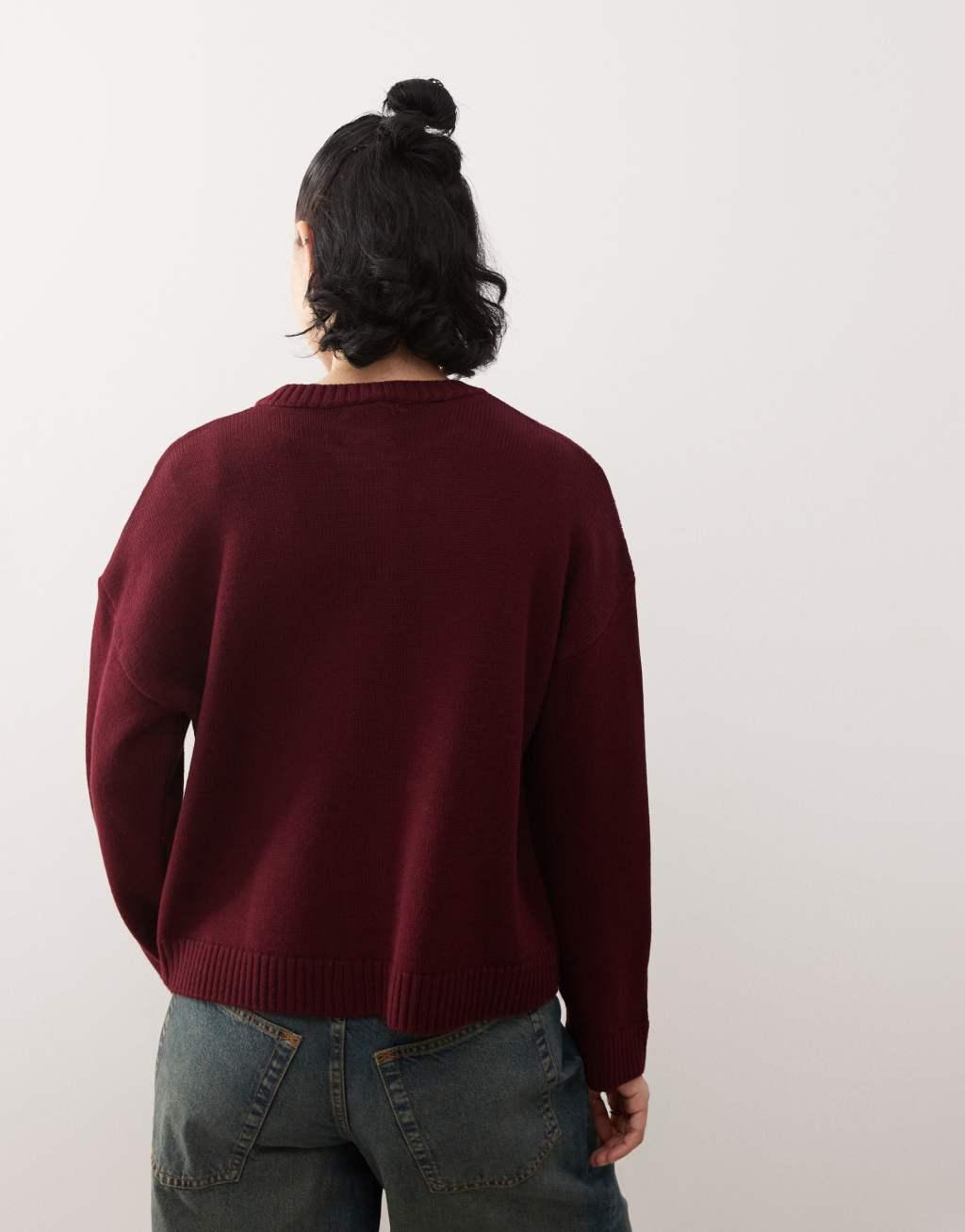 Reclaimed Vintage boxy cardigan burgundy Product Image