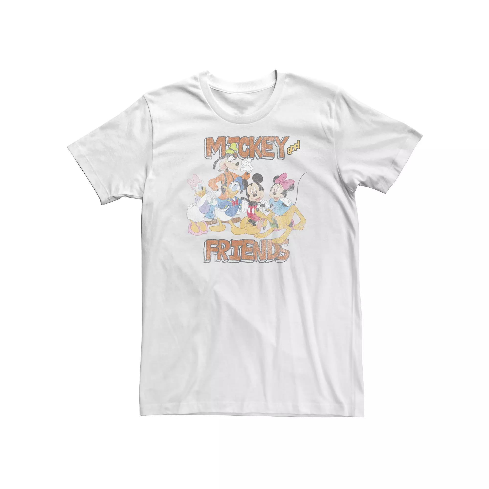 Big & Tall Disney Mickey And Friends Group Shot Cartoon Portrait Tee, Men's,  Product Image