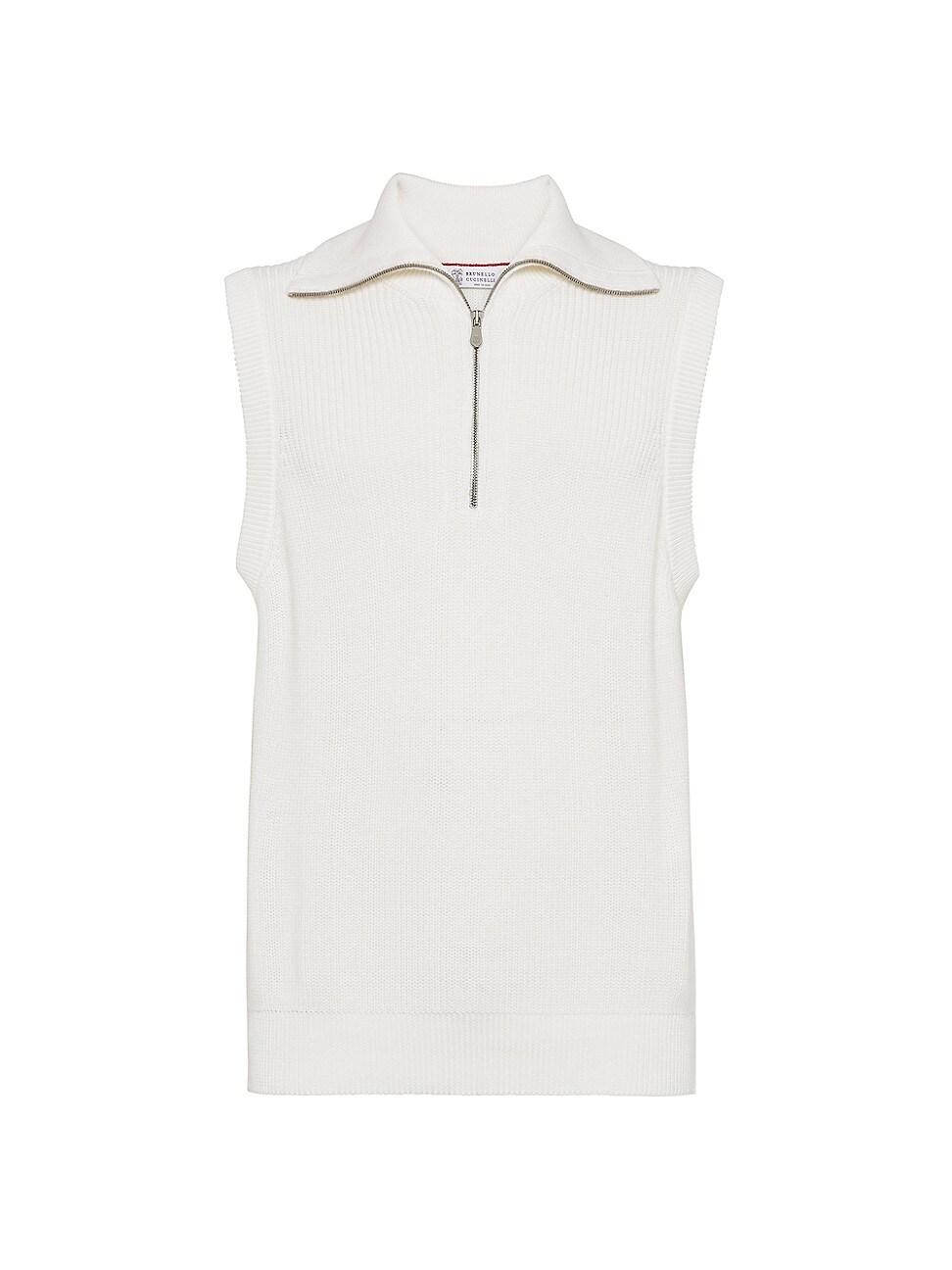 Mens Cotton Half English Rib Sweater Vest with Half Zip Product Image