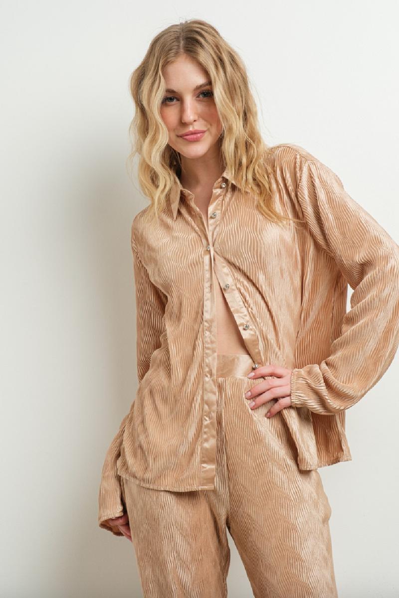 Satin Plisse Shirt Product Image
