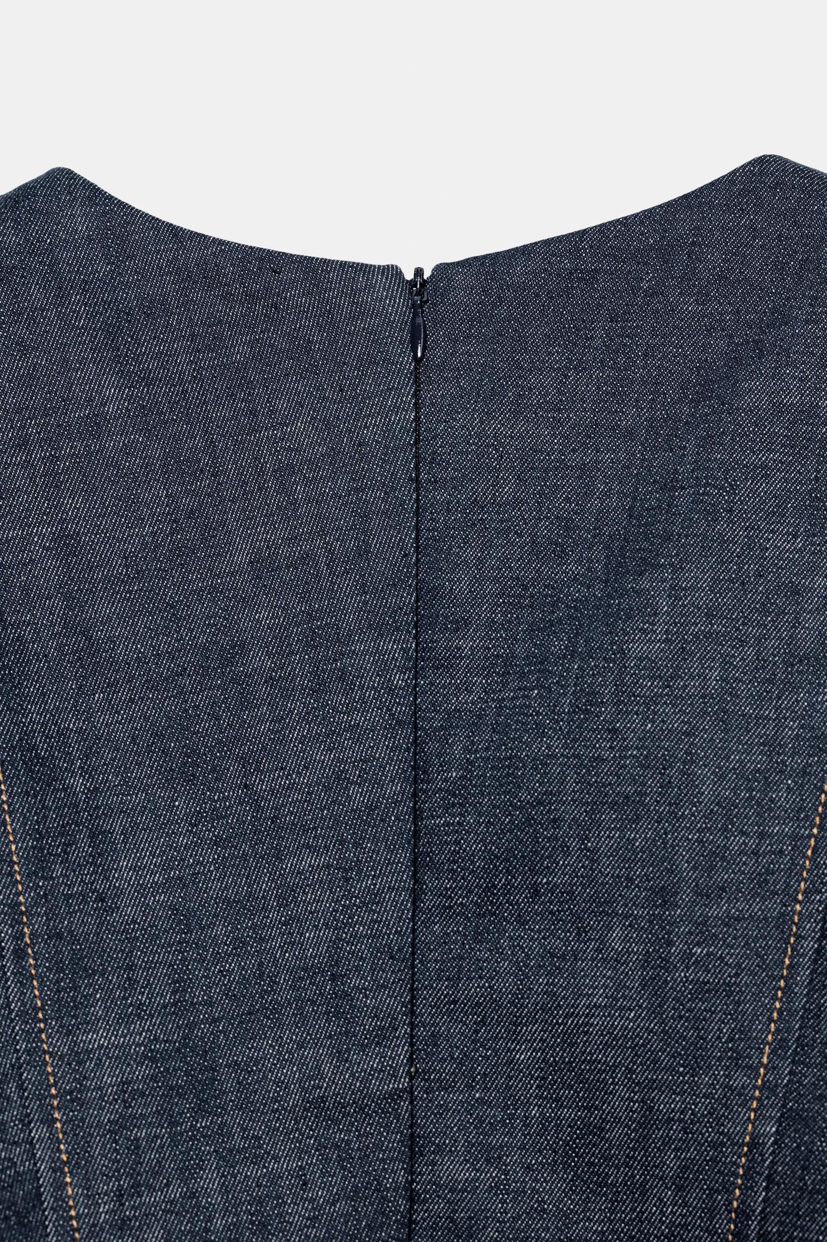 ZW COLLECTION PUFF SLEEVE DENIM BLOUSE Product Image