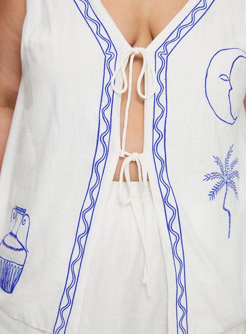 Sun And Palm Trees Vest Set White / Blue Curve Product Image