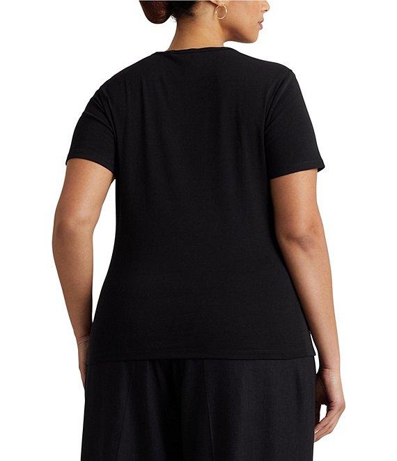 Lauren Ralph Lauren Plus Size Crew Neck Short Sleeve Stretch Cotton T-Shirt Product Image