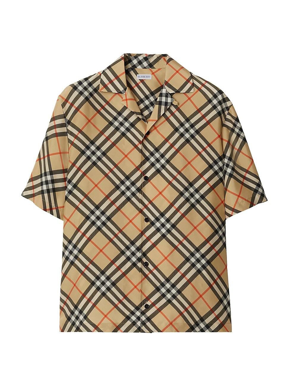 Mens Check Silk Camp Shirt Product Image