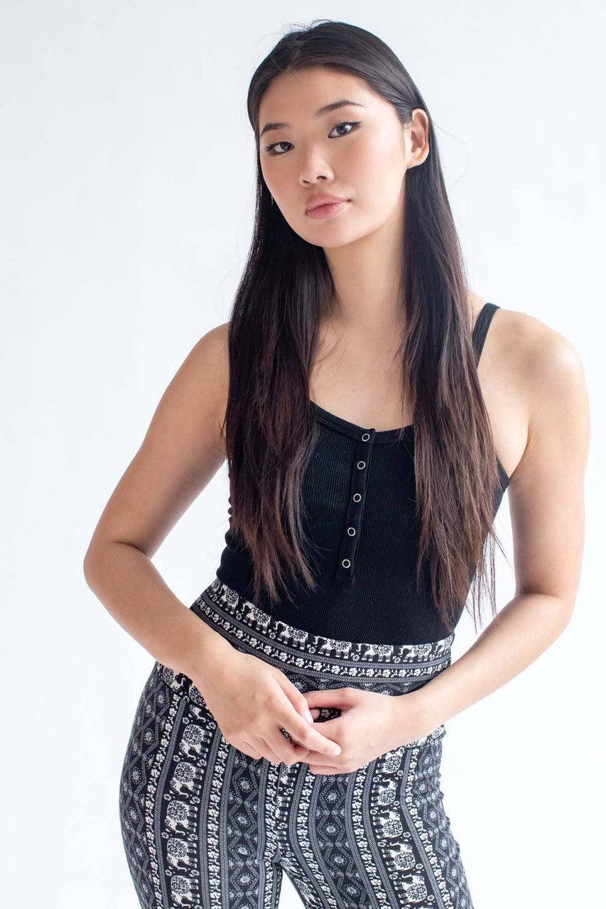 Black Snap Front Seamless Bodysuit Product Image