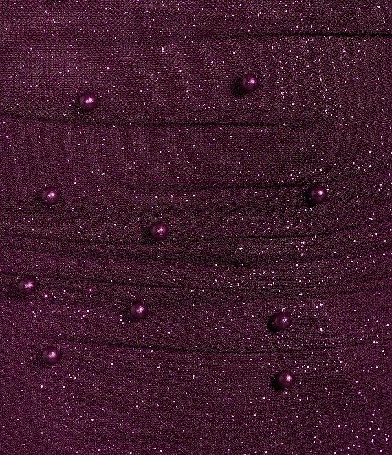 City Vibe Spaghetti Strap Glitter Mesh With Pearls Dress Product Image