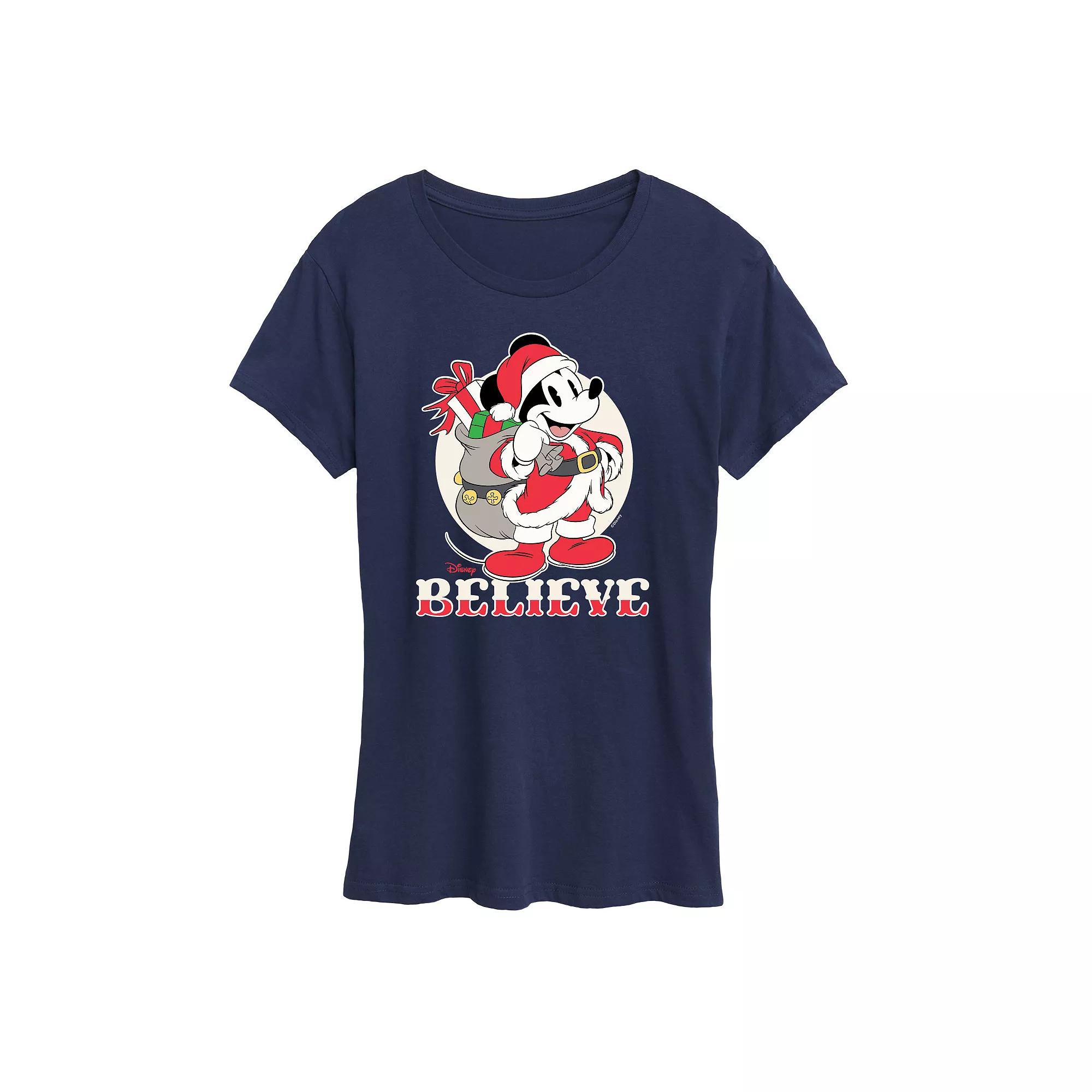 Disney's Mickey Mouse Women's Believe Holiday Graphic Tee, Girl's,  Product Image