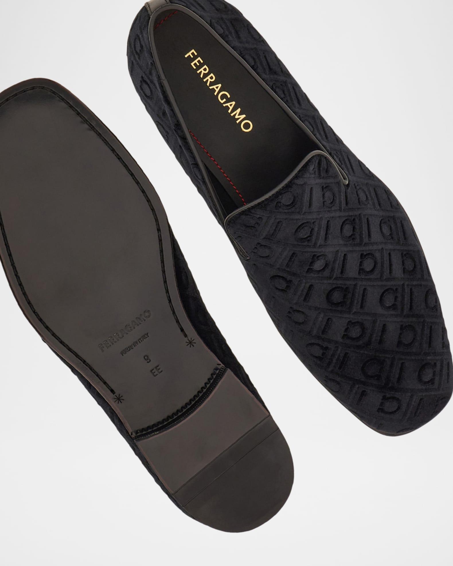 Men's Berry Monogram Velvet Loafers Product Image