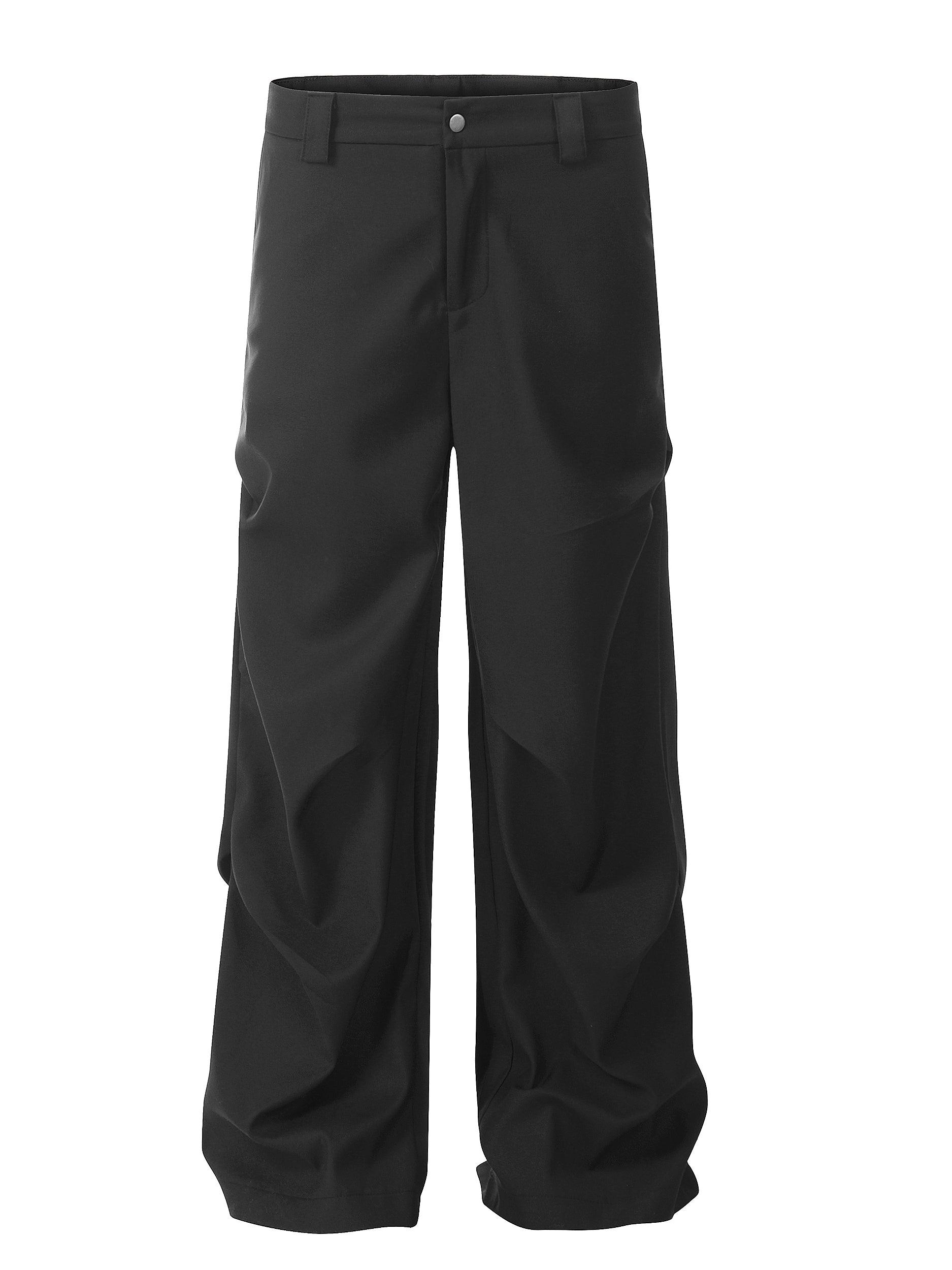 RT No. 11503 BLACK FOLDED STRAIGHT PANTS Product Image