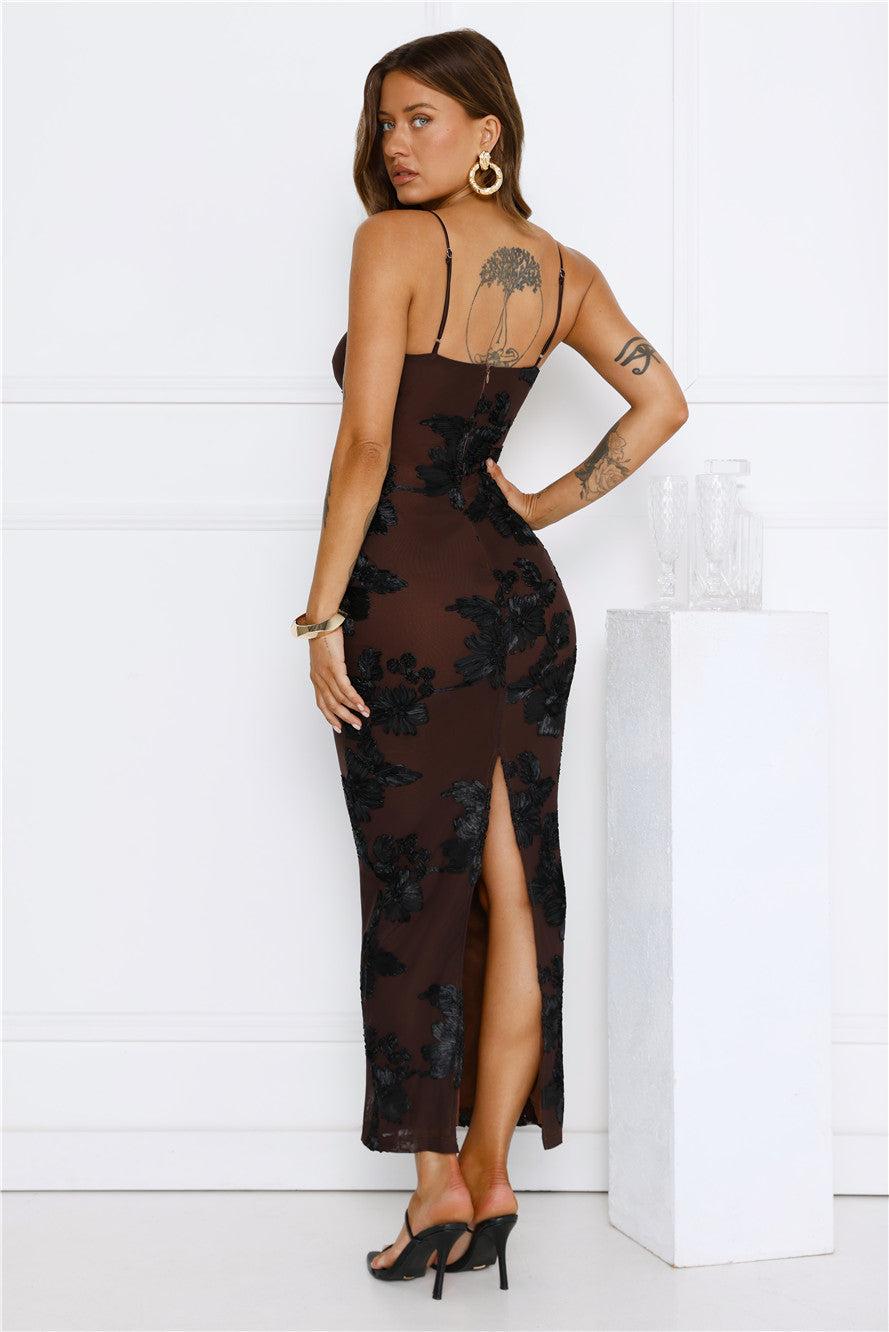 Estelle Mesh Maxi Dress Brown Product Image