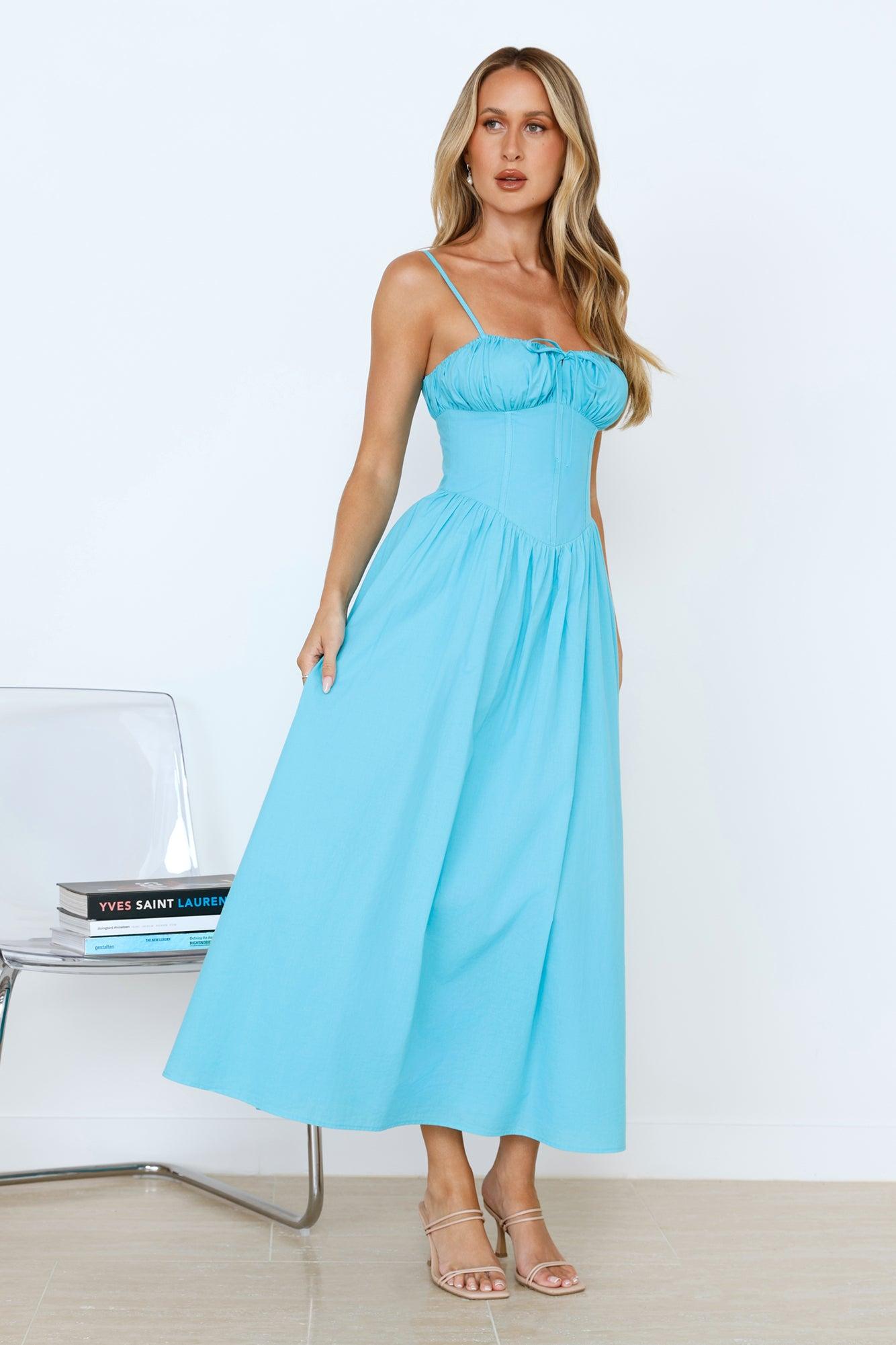 Whimsical Woods Maxi Dress Aqua Product Image