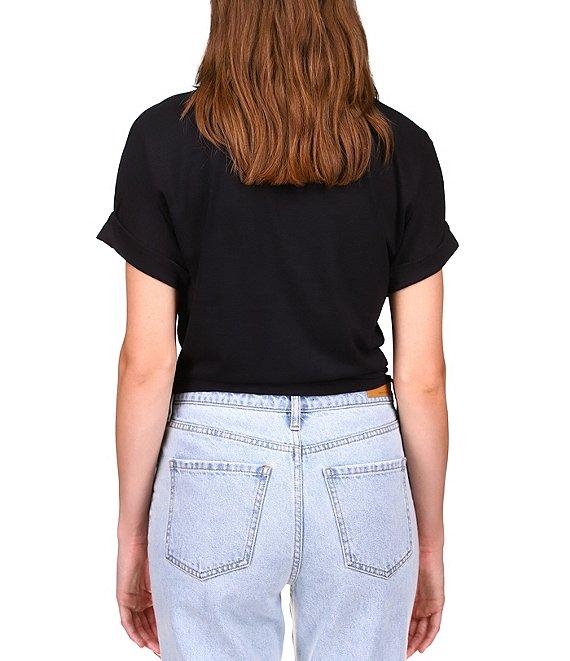 Sanctuary All Day Tie Waist Crew Neck Short Rolled Sleeve Tee Shirt Product Image