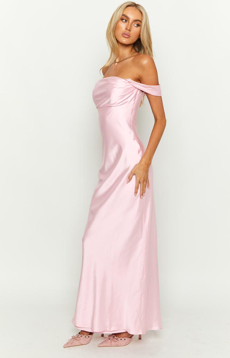 Ella Light Pink Off Shoulder Formal Maxi Dress Baby Product Image