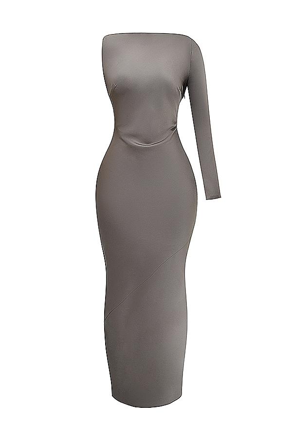 Catiana  smoke one sleeve maxi dress Product Image