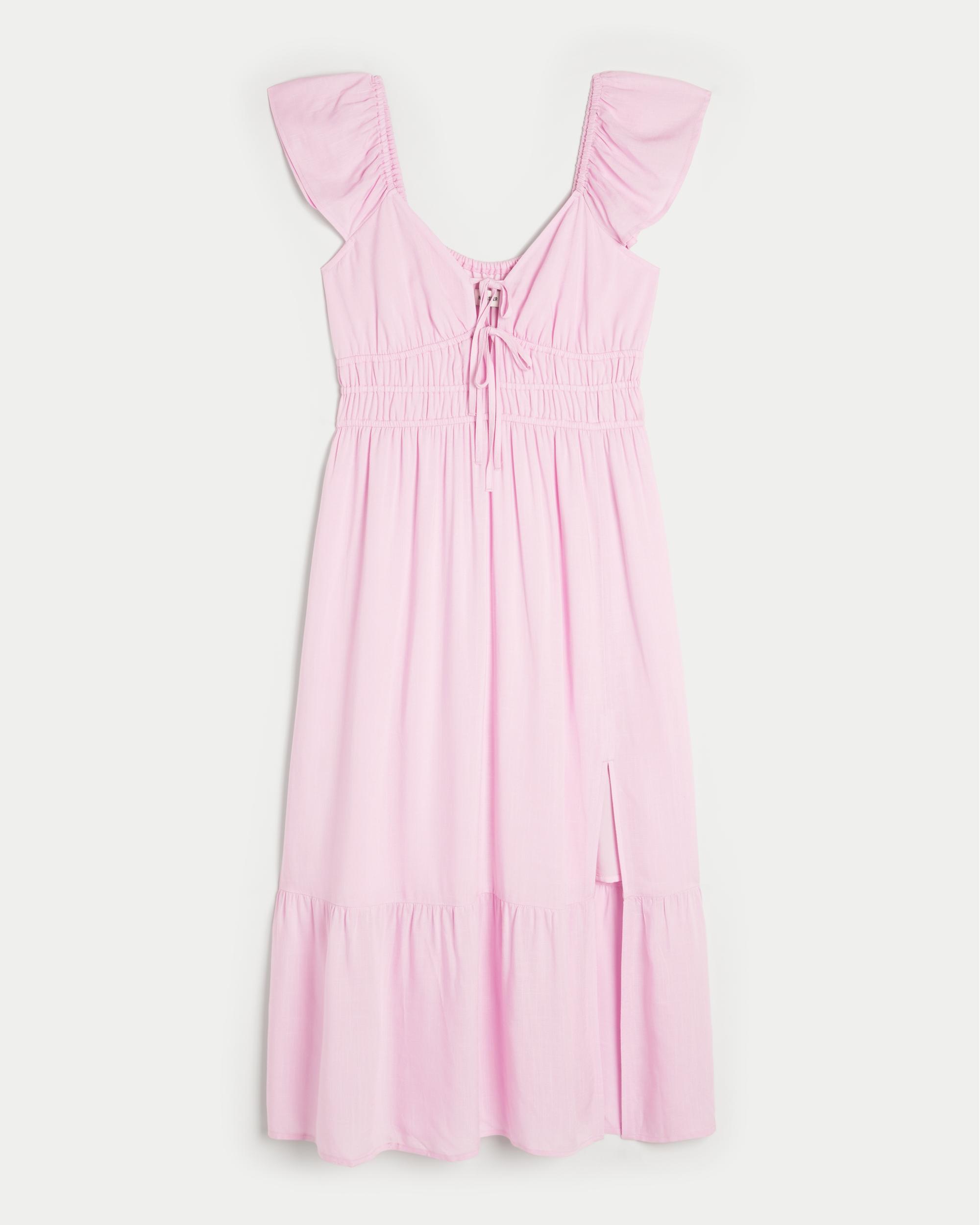 Flutter Sleeve Double-Tie Midi Dress Product Image