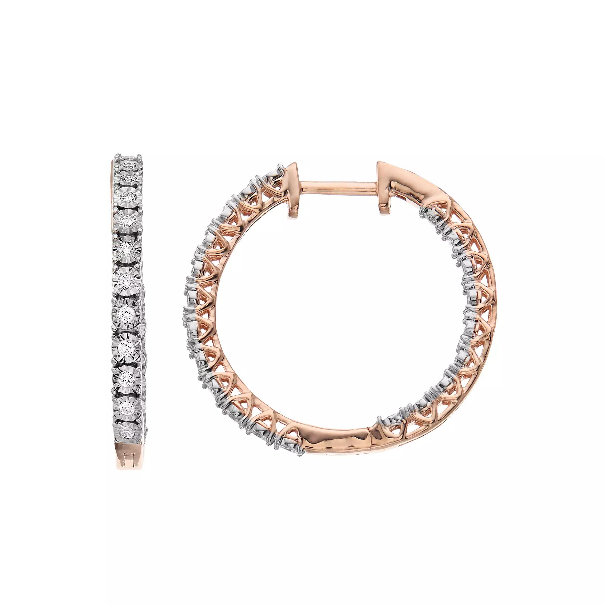 Diamond Brilliance 1/2 Carat T.W. Diamond Hoop Earrings, Women's, Pink Tone Product Image