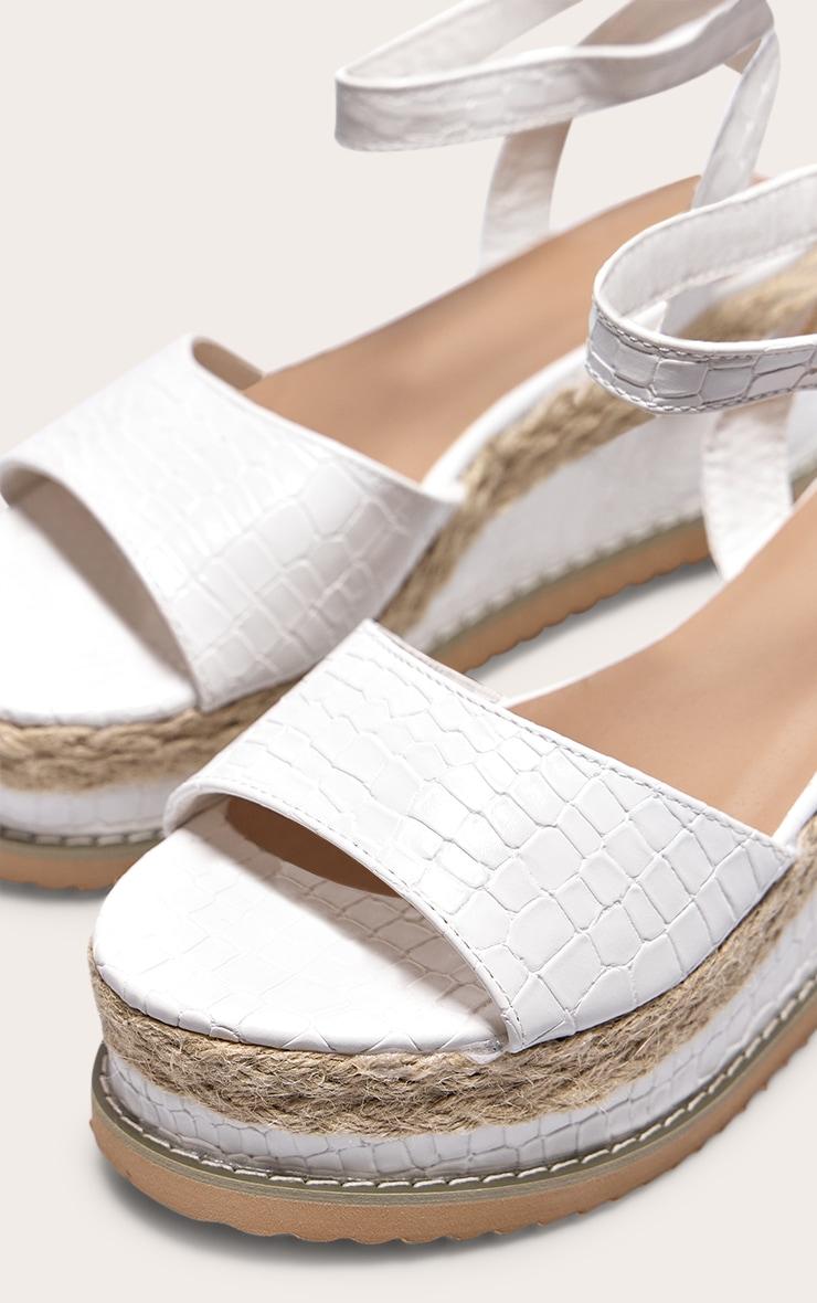 White Croc Faux Leather Flatform Sandal Product Image