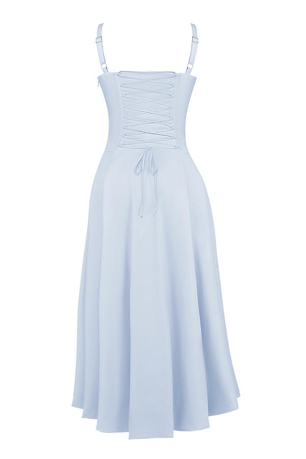 Carmen  soft blue cotton bustier sundress Product Image