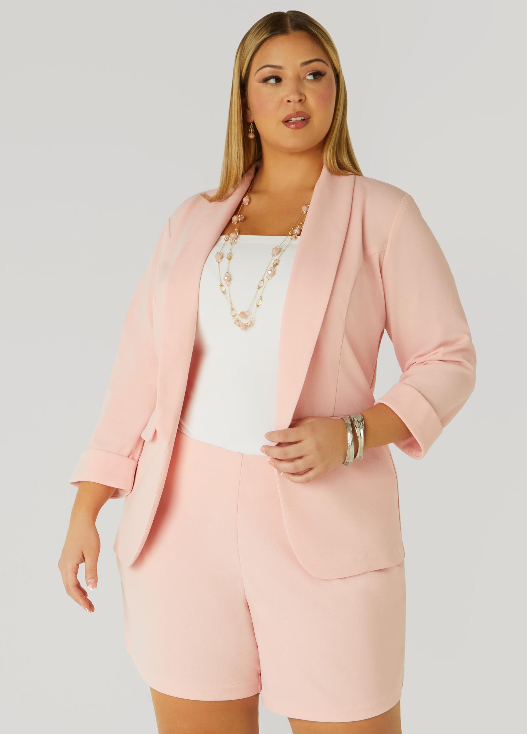 Cuffed Open Front Blazer Product Image