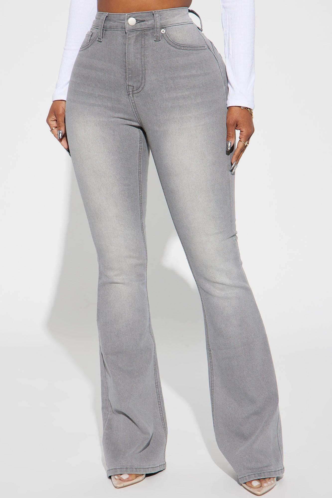 Audrey Booty Lifting Stretch Flare Jeans - Grey Product Image