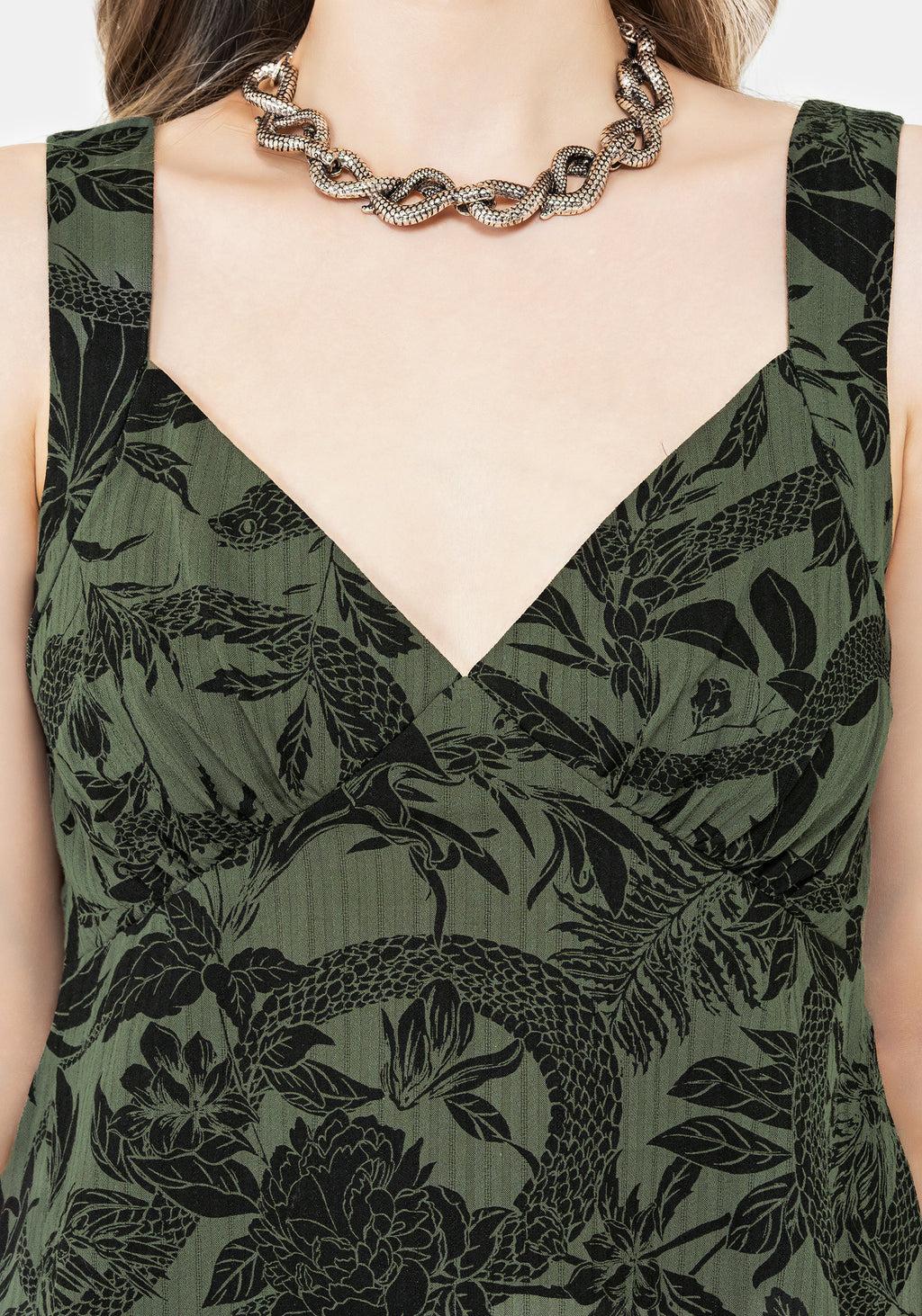 Bashe Cotton Mini Sun Dress - Green Product Image