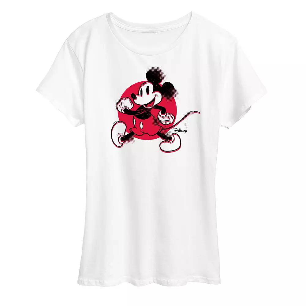 Disney's Mickey Mouse Women's Retro Glitch Graphic Tee,  Product Image