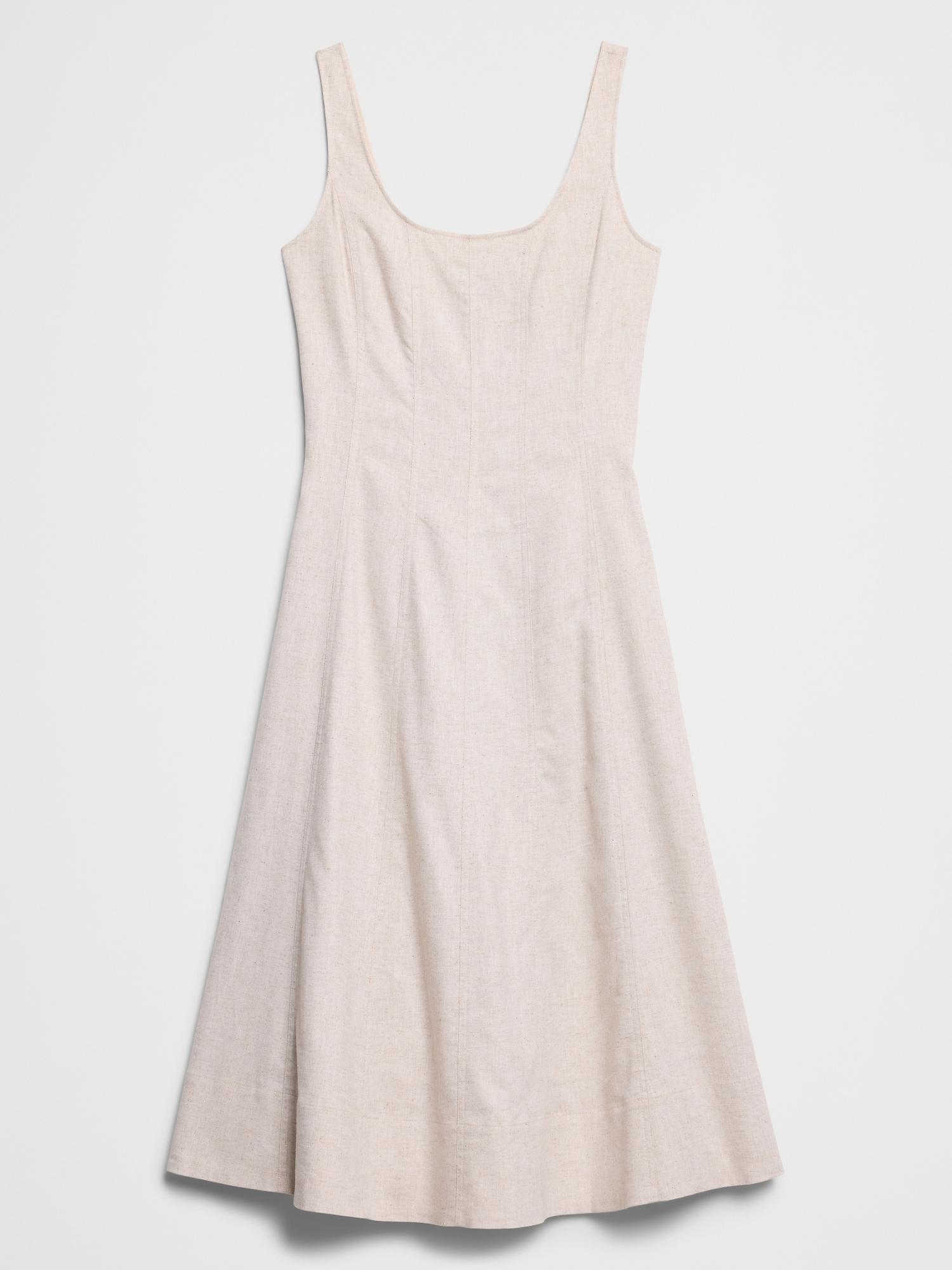 Linen-Blend Midi Dress Product Image