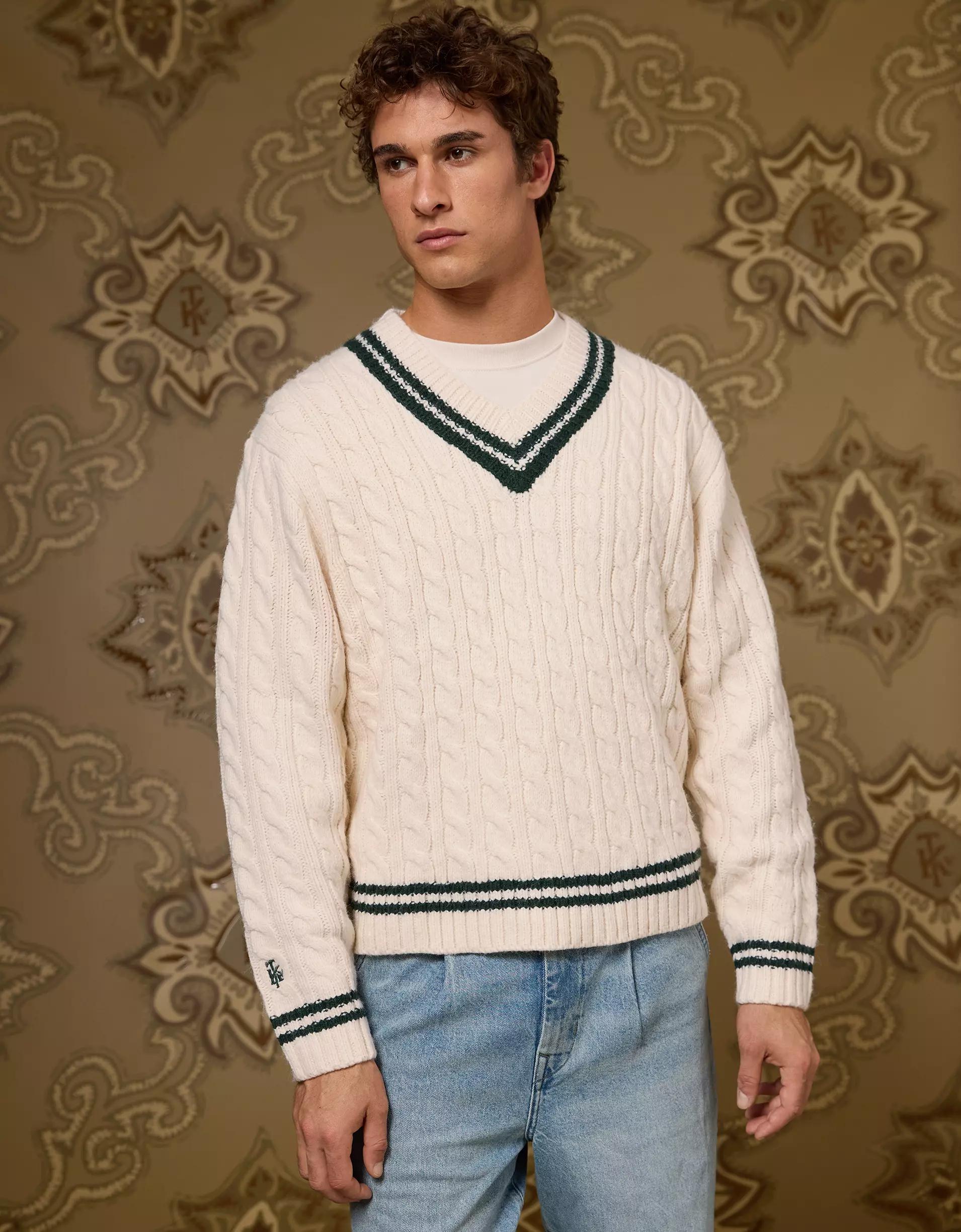 AE x Tru Kolors Cable Knit Cricket Sweater Product Image