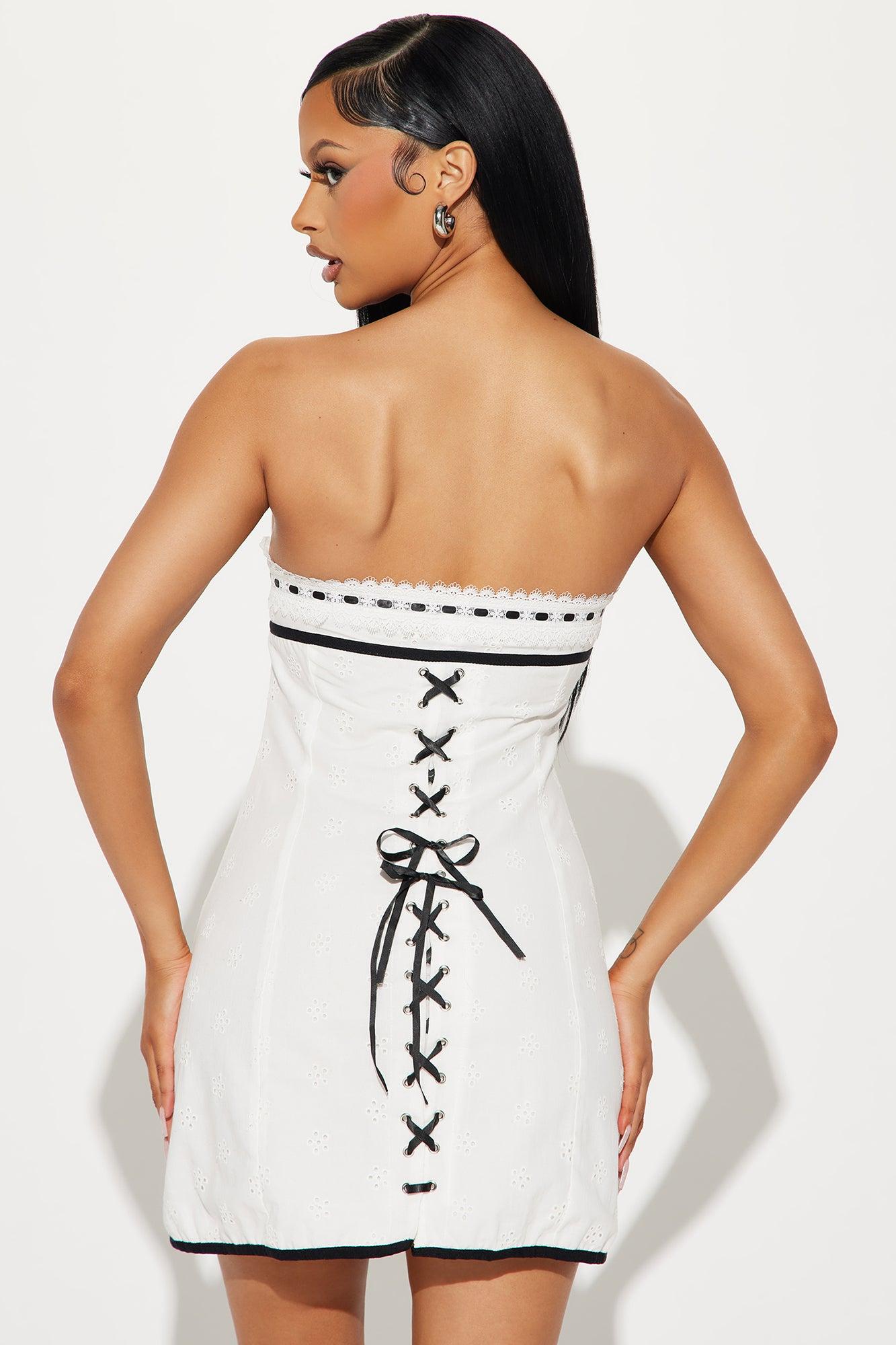 Madison Eyelet Mini Dress - White Product Image