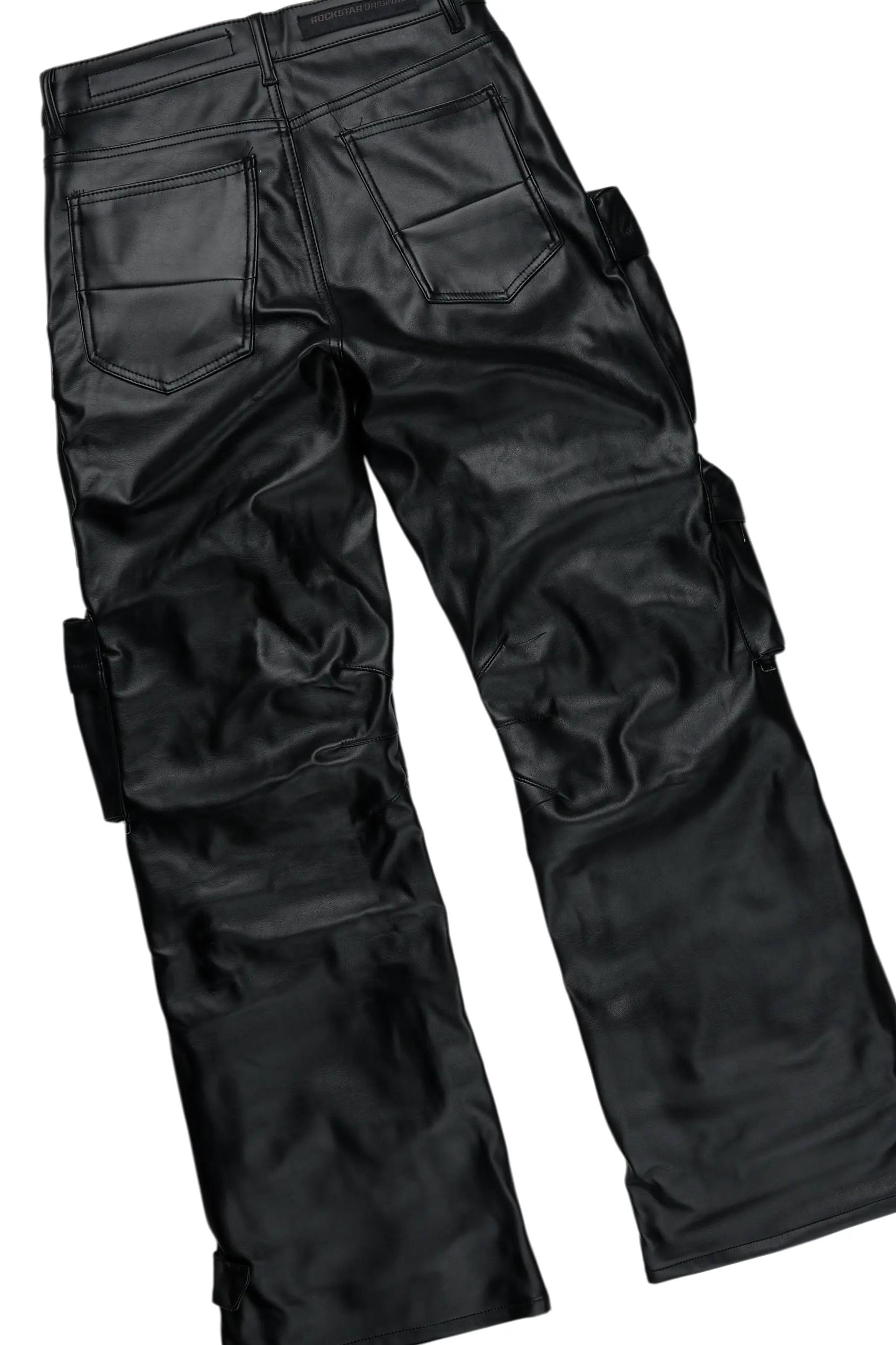 Sana Black Hoodie/Baggy Fit PU Jean Bundle Male Product Image